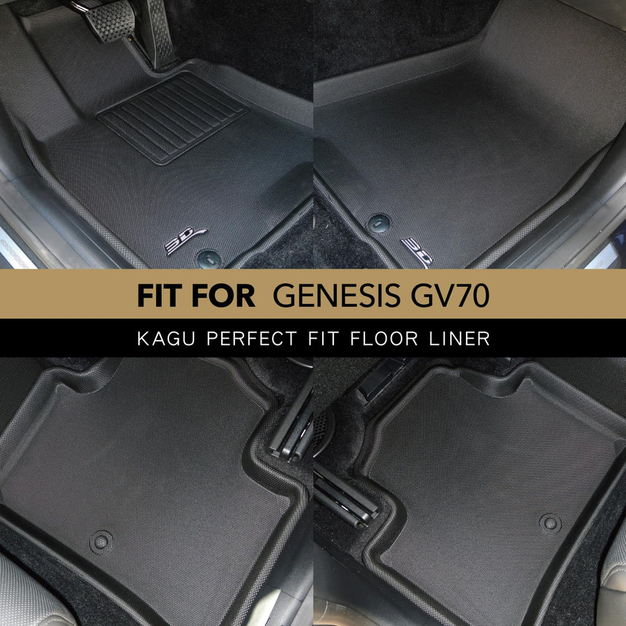 Kagu Floor Mat 3D MAXpider Custom Fit (Black) Compatible with Genesis GV70 2022-2025 - Full Set