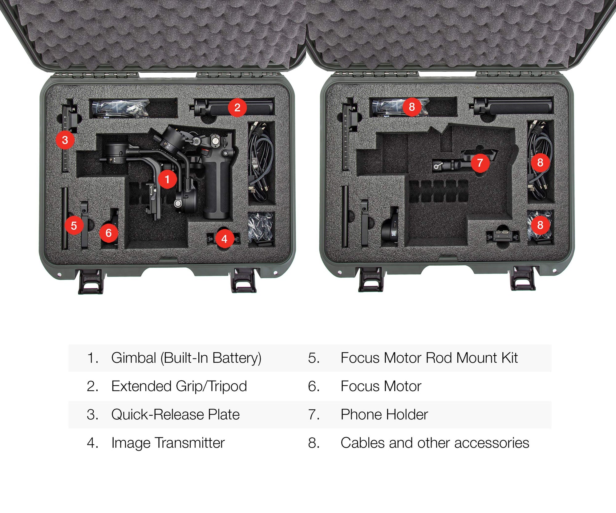 Nanuk Hard Case Waterproof with Foam Insert for DJI Ronin RSC 2 and Pro Combo Version - Olive
