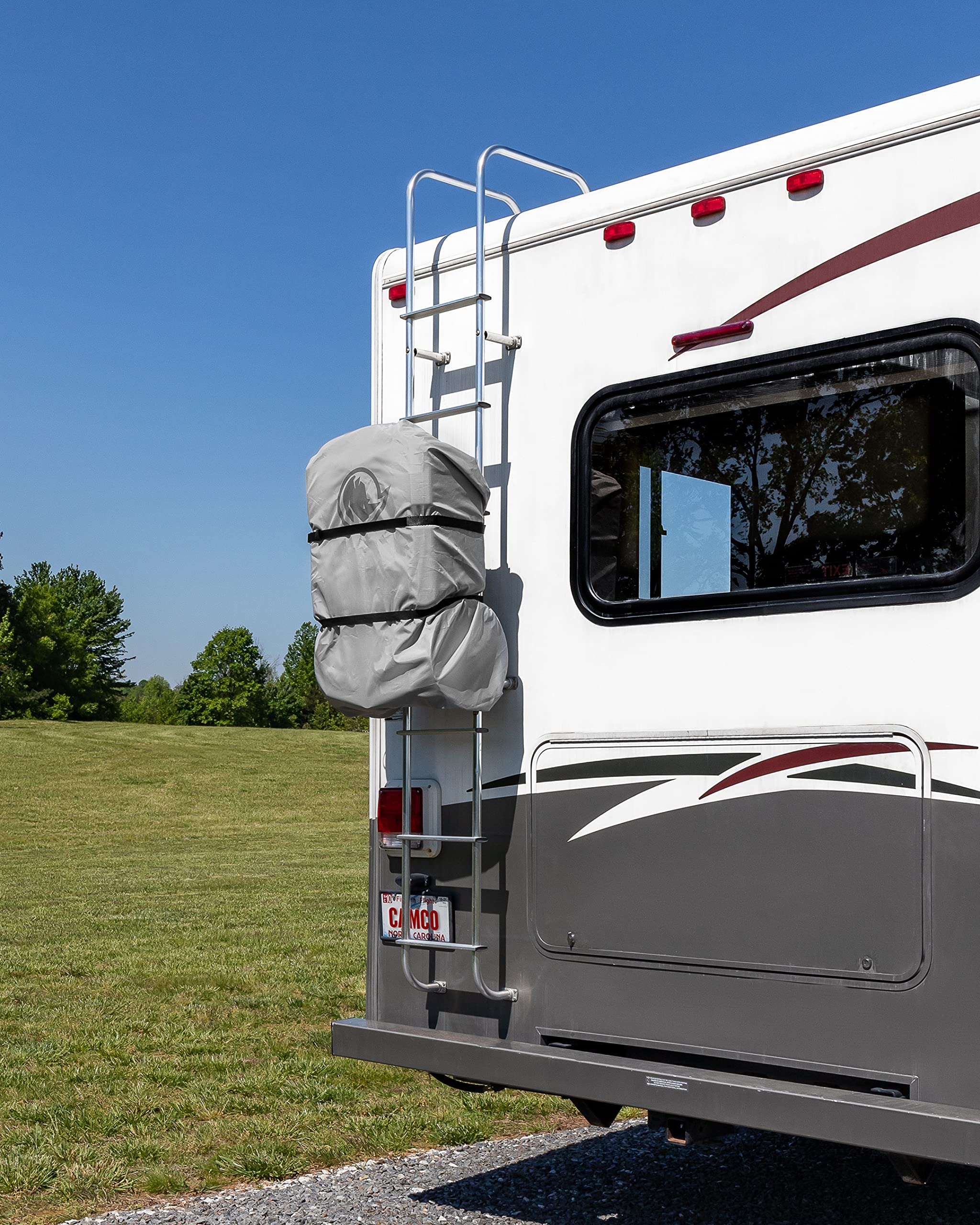 Rhino Camco RV Tote Tank Cover - Fits Tote Tanks Up to 40" (L) x 20" (W) x 12.5" (H) - Compatible w/15 & 21-Gallon Tote Tanks (39000 & 39002) - Gray, Nylon (39018)