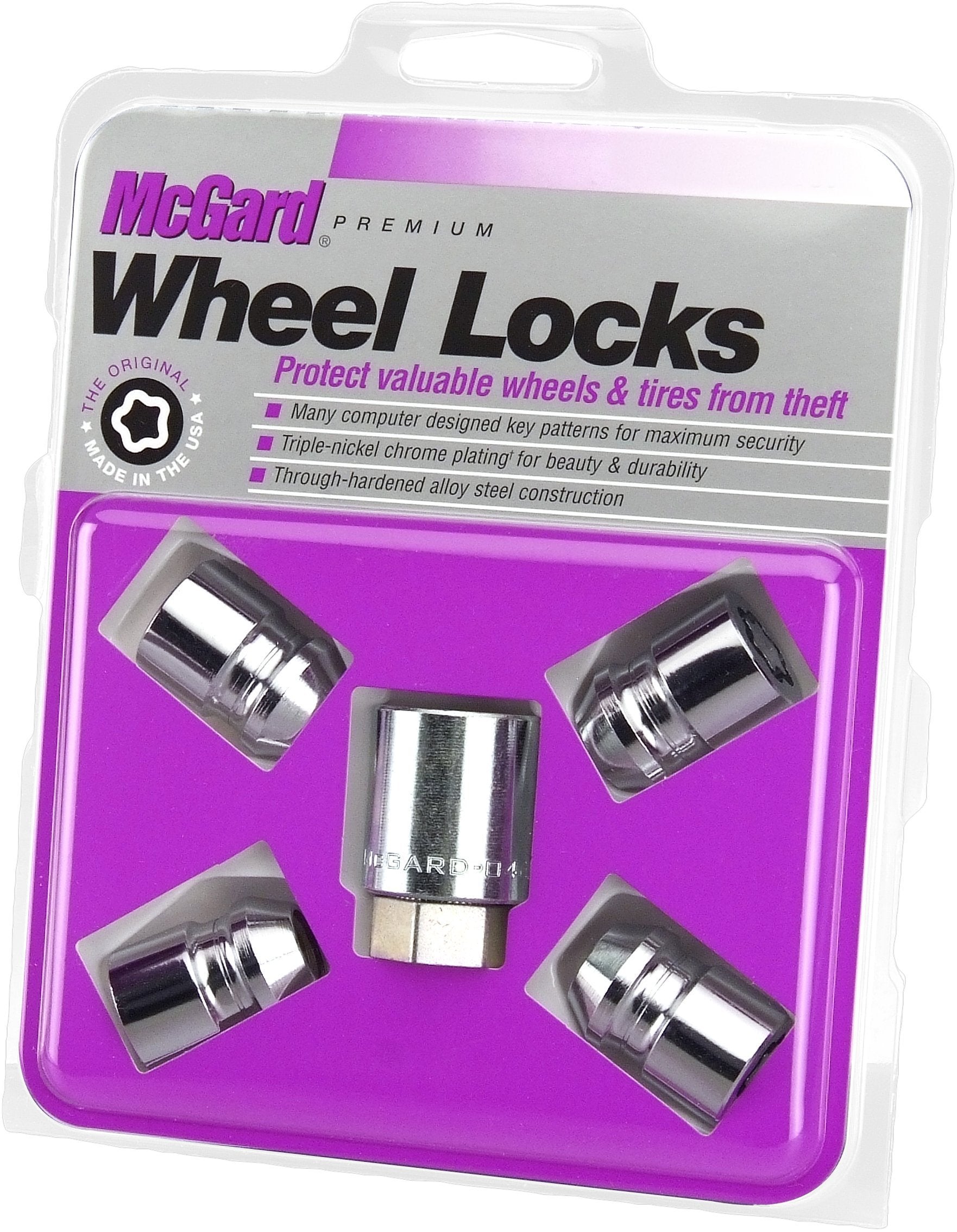 Chrome Cone Seat MCGARD 24193 Wheel Locks (1/2" - 20 Thread Size), 4 Locks / 1 Key