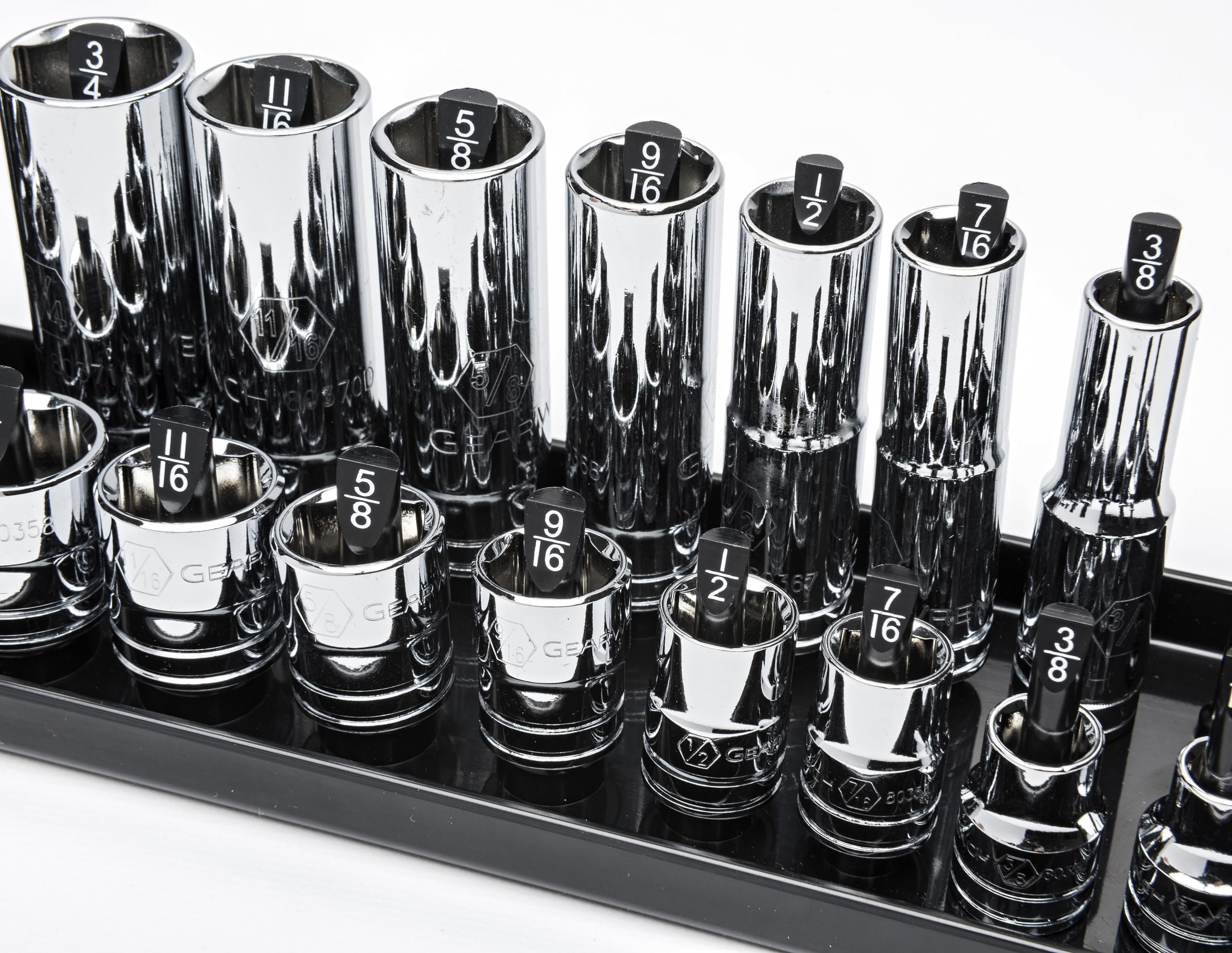 3 Pc. GEARWRENCH 1/4", 3/8" & 1/2" Drive SAE Socket Storage Tray Set, Black - 83118