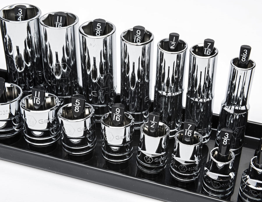 3 Pc. GEARWRENCH 1/4", 3/8" & 1/2" Drive SAE Socket Storage Tray Set, Black - 83118