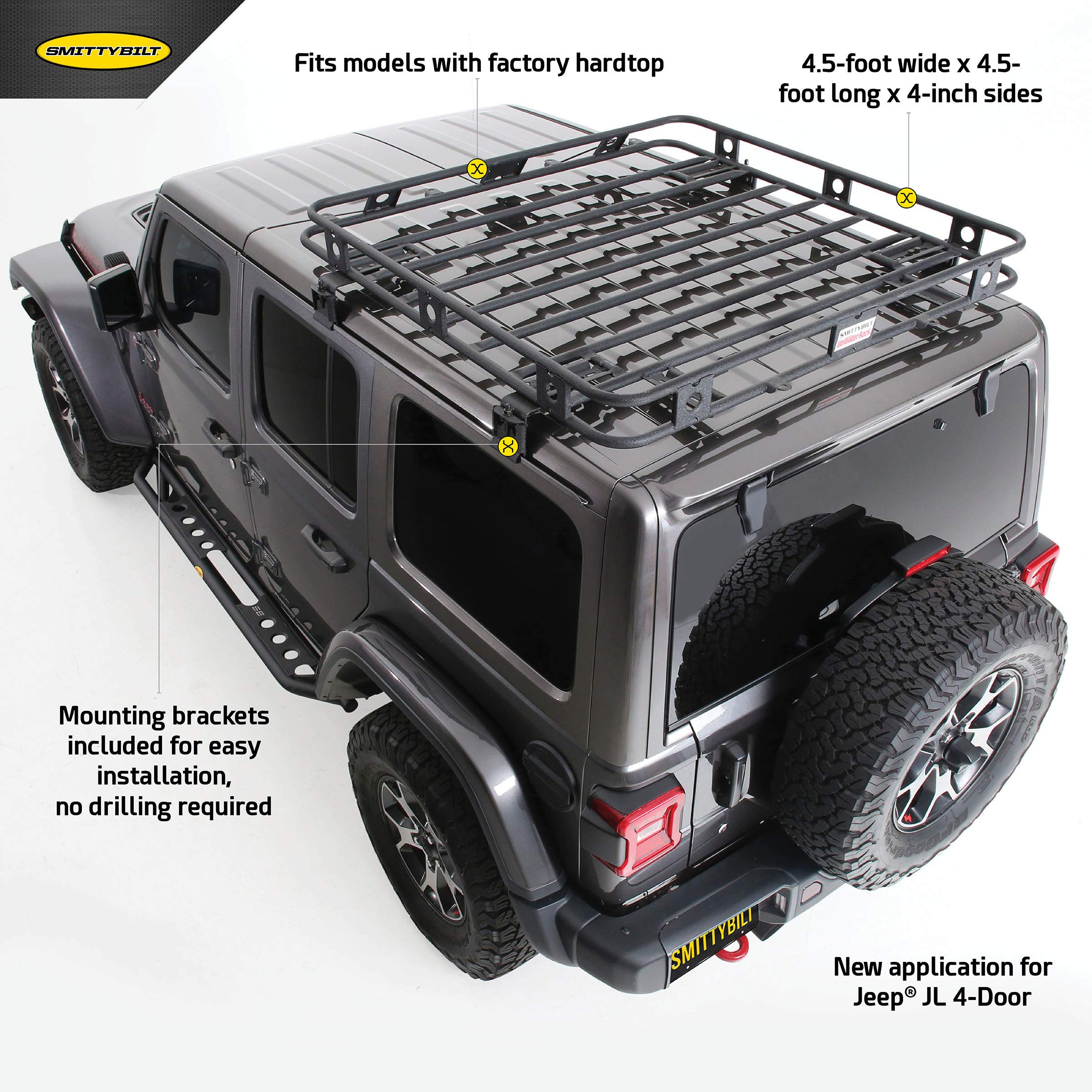 JL SmittyBilt 4DR DEFENDER ROOF RACK-ONE PIECE - SB45454JL