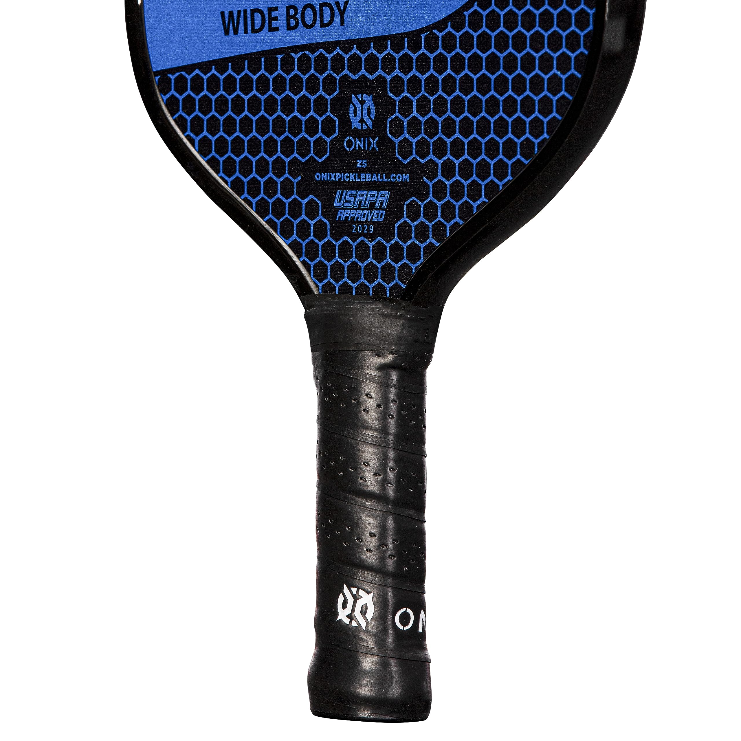 Graphite ONIX Z5 Pickleball Paddle (Graphite Carbon Fiber Face with Rough Texture Surface, Cushion Comfort Grip and Nomex Honeycomb Core for Touch, Control, and Power),Blue