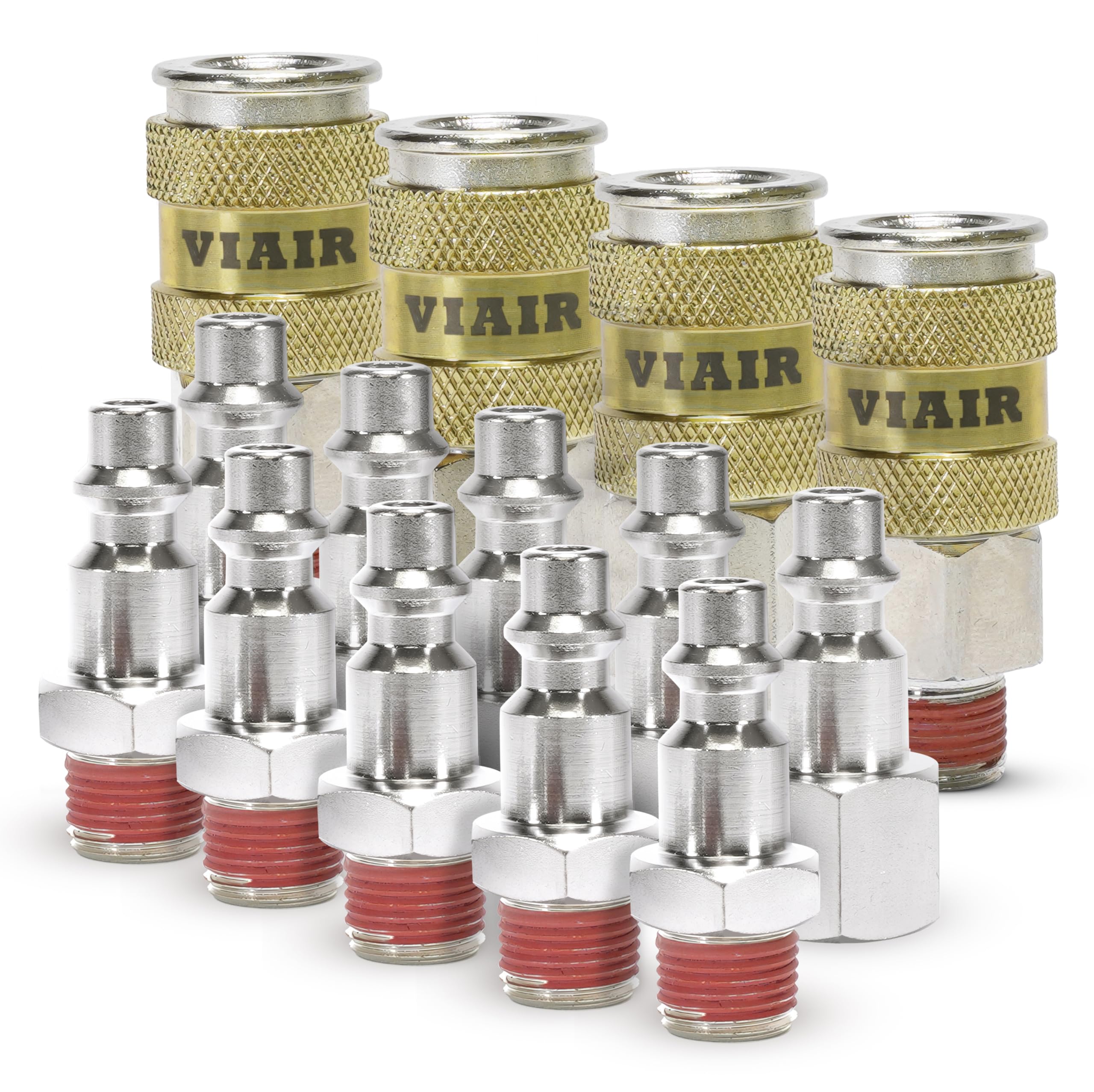 High Flow Couplers 1/4" NPT M (2) & F (2), Quick Connect Studs 1/4" M (5) & F (5), With VIAIR LOGO