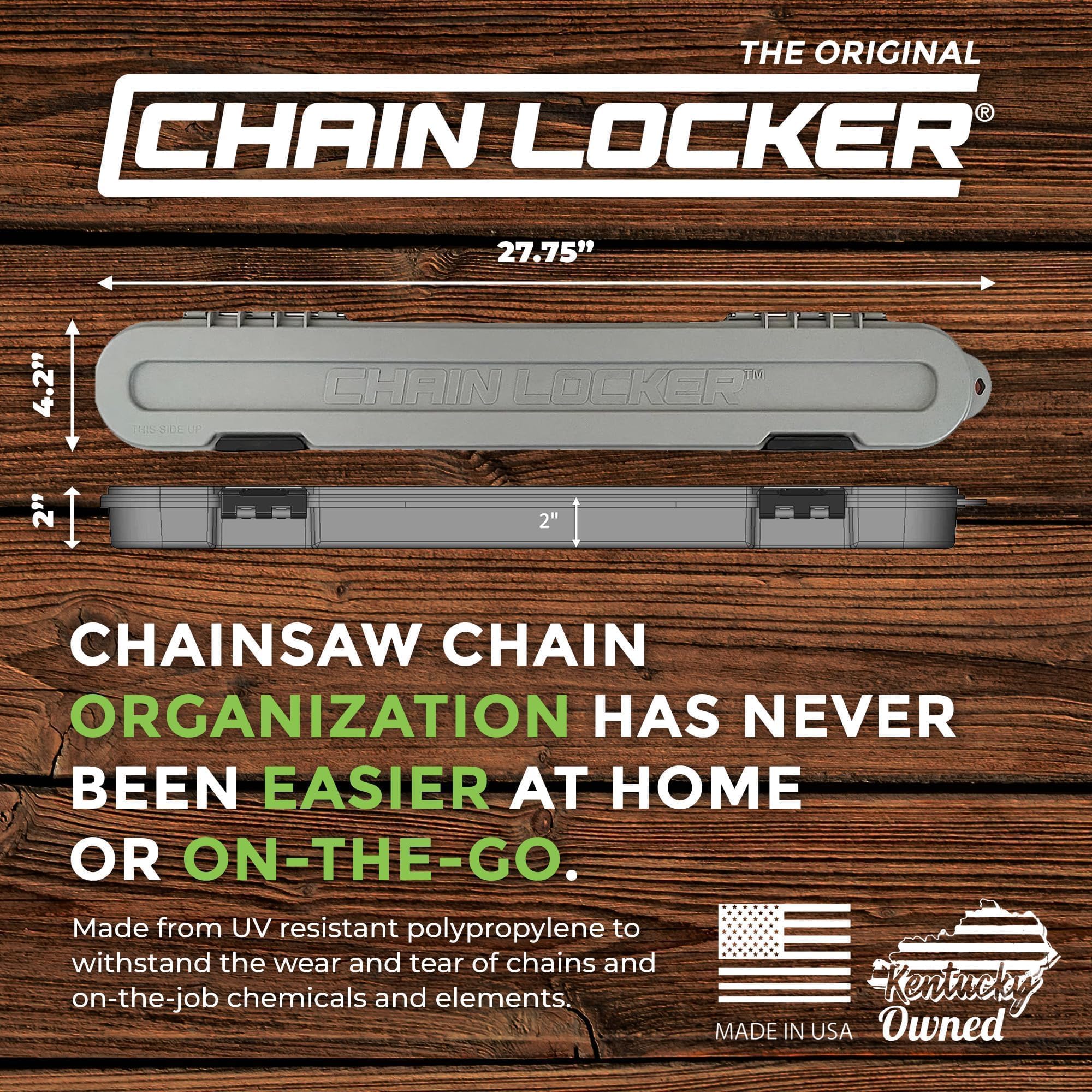 Chainsaw Chain Original Storage - Universal Portable Case for Saw Chain Holder All Chains up to 20” Inch Blades - Can Stack 2” Deep, Fits 8+ Chains, Made in USA - Gray - Holiday Gift for Family