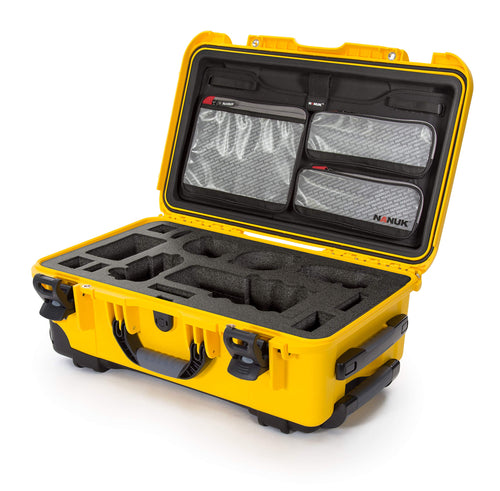Waterproof Nanuk 935 Carry-On Hard Case with Lid Organizer for Sony a7R Size Camera w/Wheels - Yellow