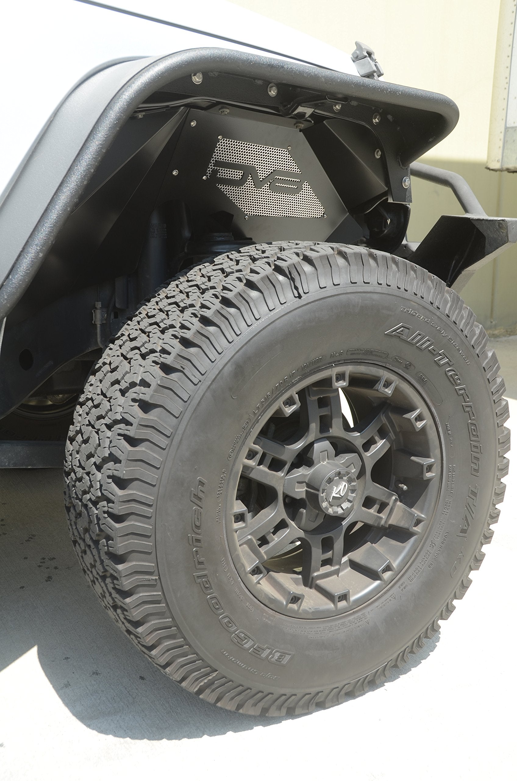 Inner Fender Liner Set DV8 Offroad fits 2007-2018 Wrangler JK | Front Wheel Wells | Vented for Airflow | Aluminum Construction | Black Satin Finish