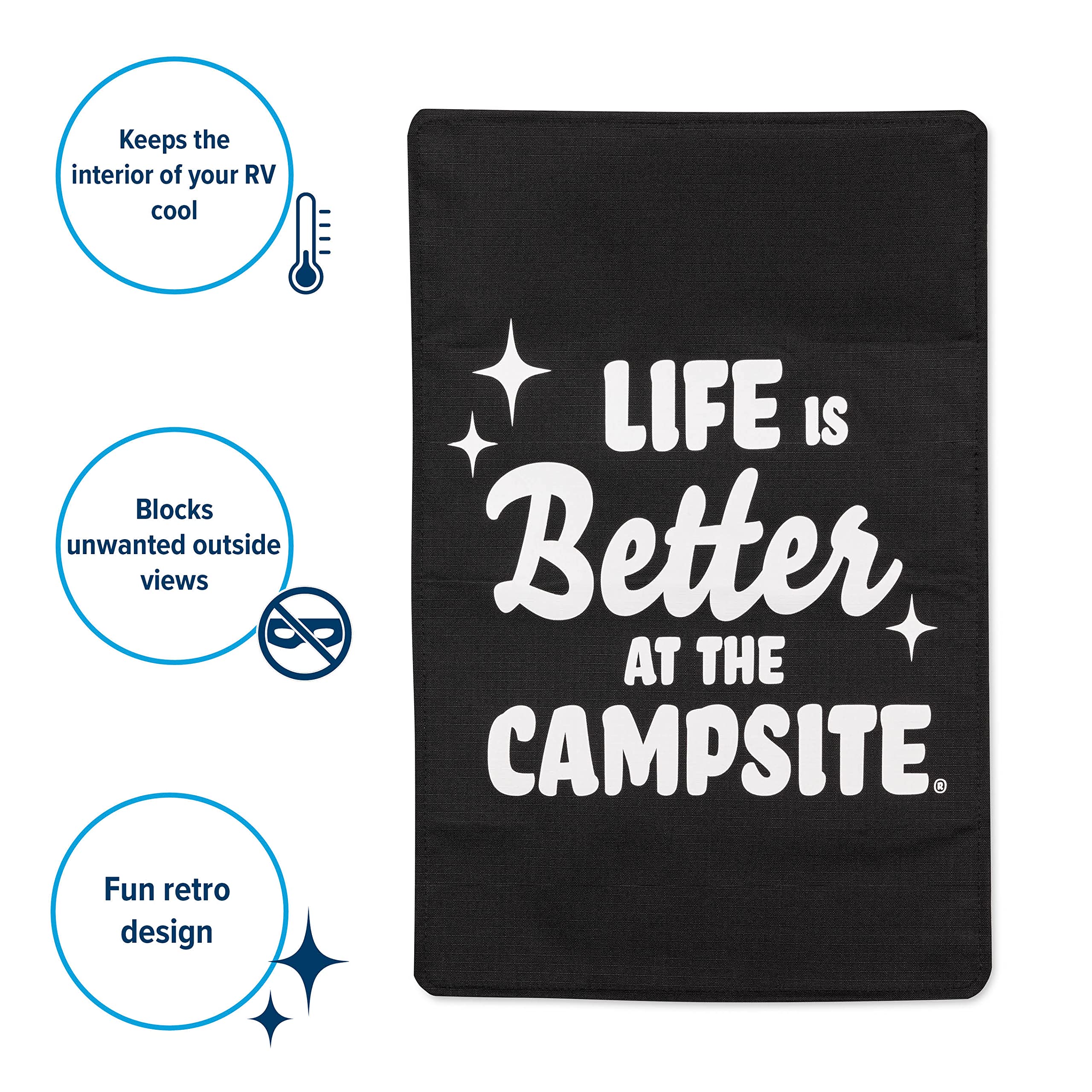 RV Door Window Camco Life is Better at The Campsite Light Blocking Shade