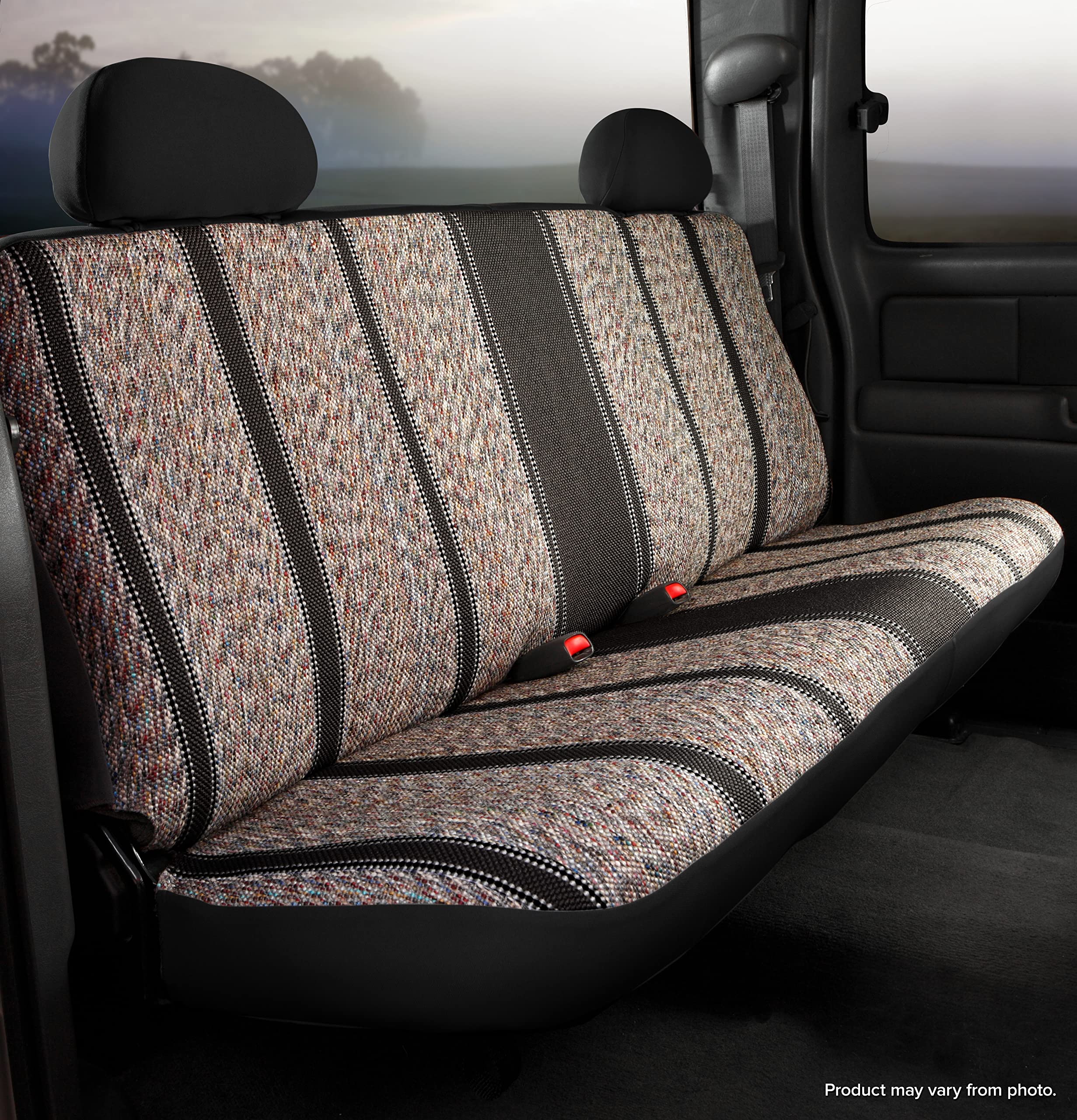 Black Fia TR45-12 Custom Fit Rear Seat Cover Bench Seat - Saddle Blanket, (Black)
