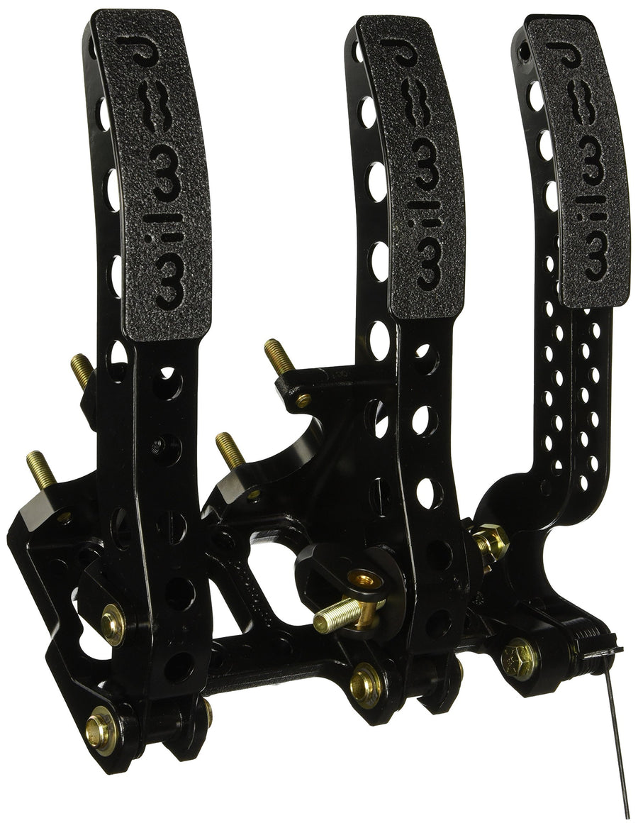 Wilwood Gas/Brake/Clutch Pedal Assembly, 5.25 to 1 Ratio, Forward Floor Mount, Aluminum, Black Paint, Each