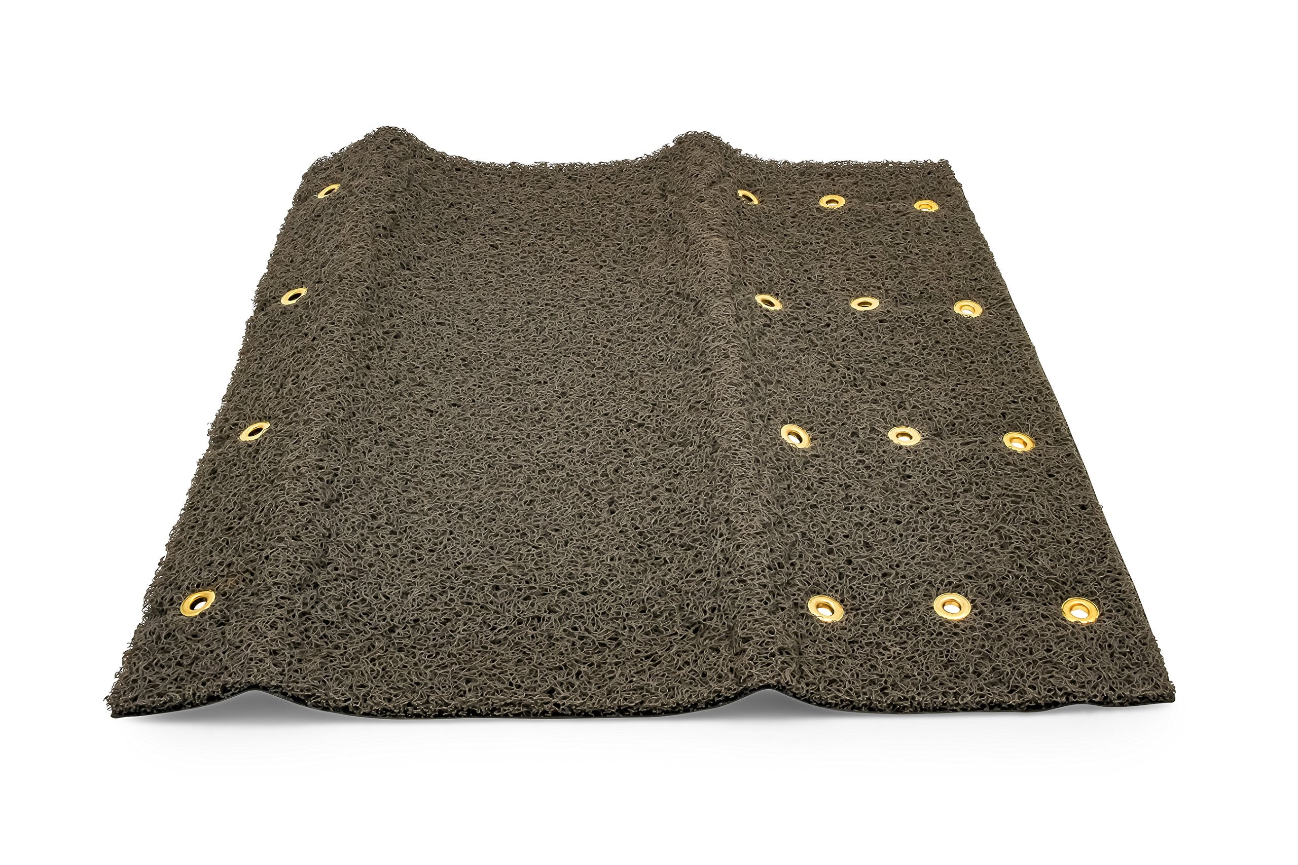 Camco Wrap Around Premium RV Step Rug – 22" x 23" Cushioned PVC Scrub Mat for Manual & Electric RV Steps – Easy Install with Springs – Gray (42968)