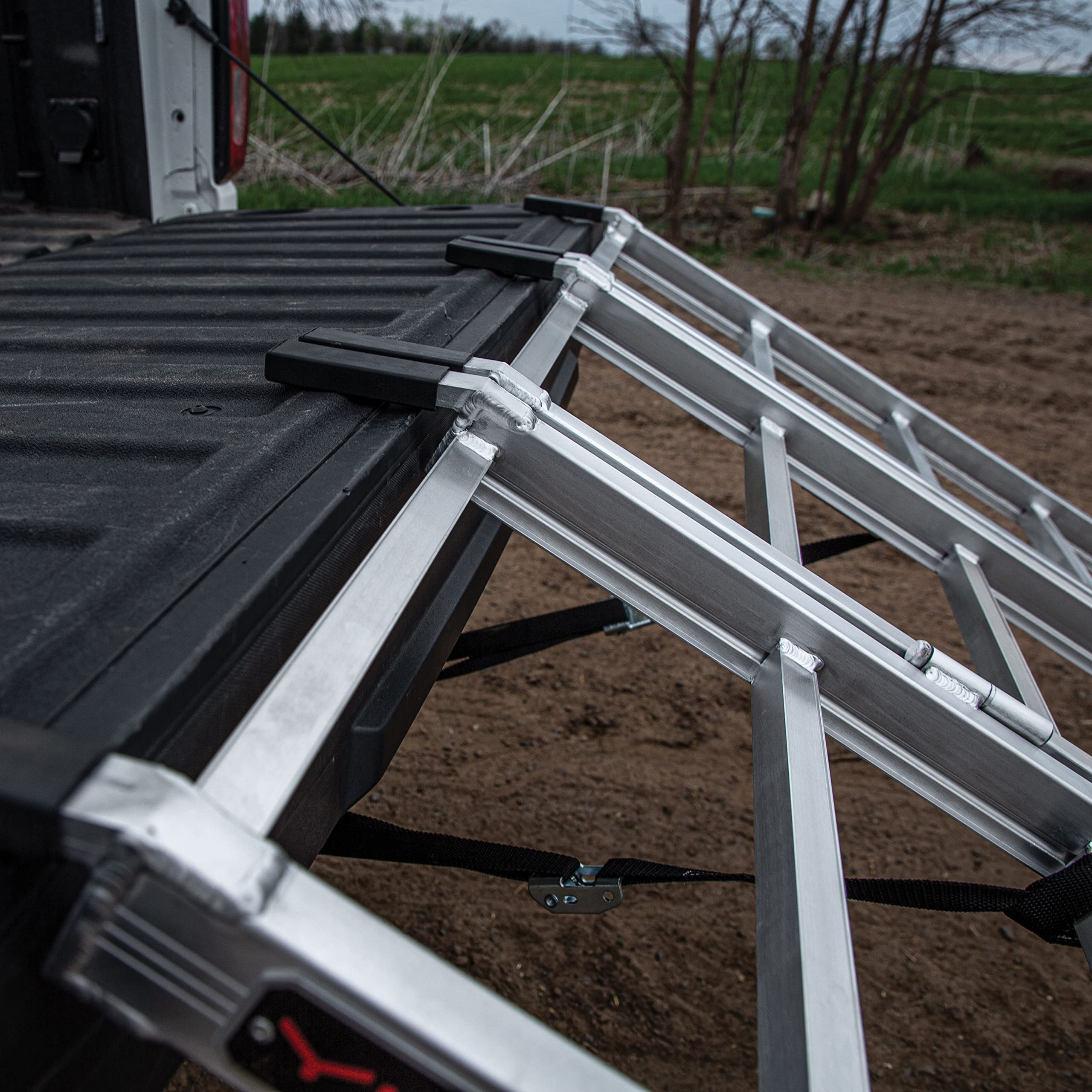 Tri-Fold Yutrax 78-inch XL Aluminum Truck, UTV/ATV Loading Ramps - 1750lb Capacity, silver -TX104