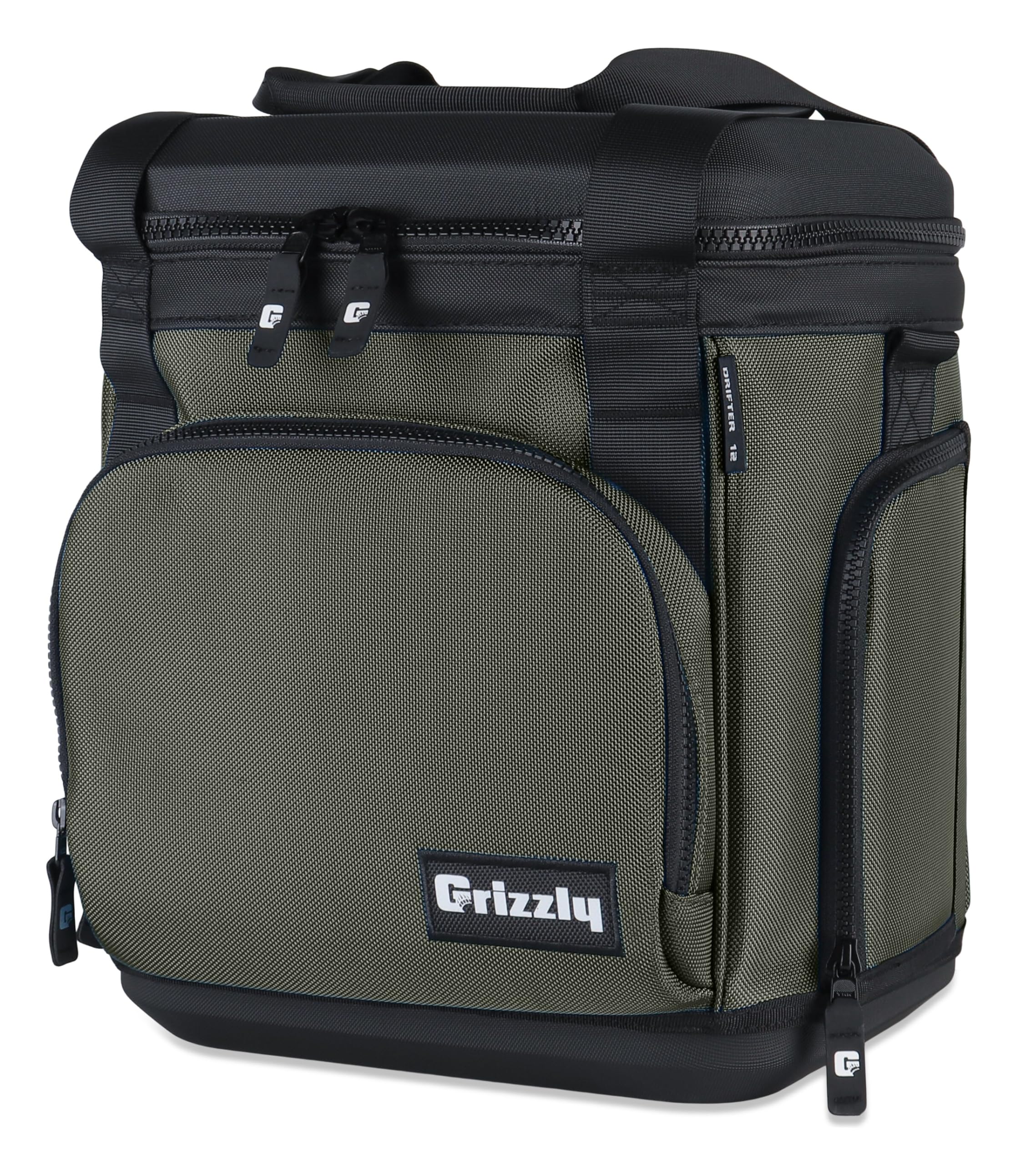 12 qt Grizzly Drifter Lunchbox |12 Flip-Top Soft Top Cooler Bag | Ice Chest for Beach Boat Camping Car Fishing Golf Hiking Hunting | Lightweight Portable Insulated Waterproof | Lunar Green