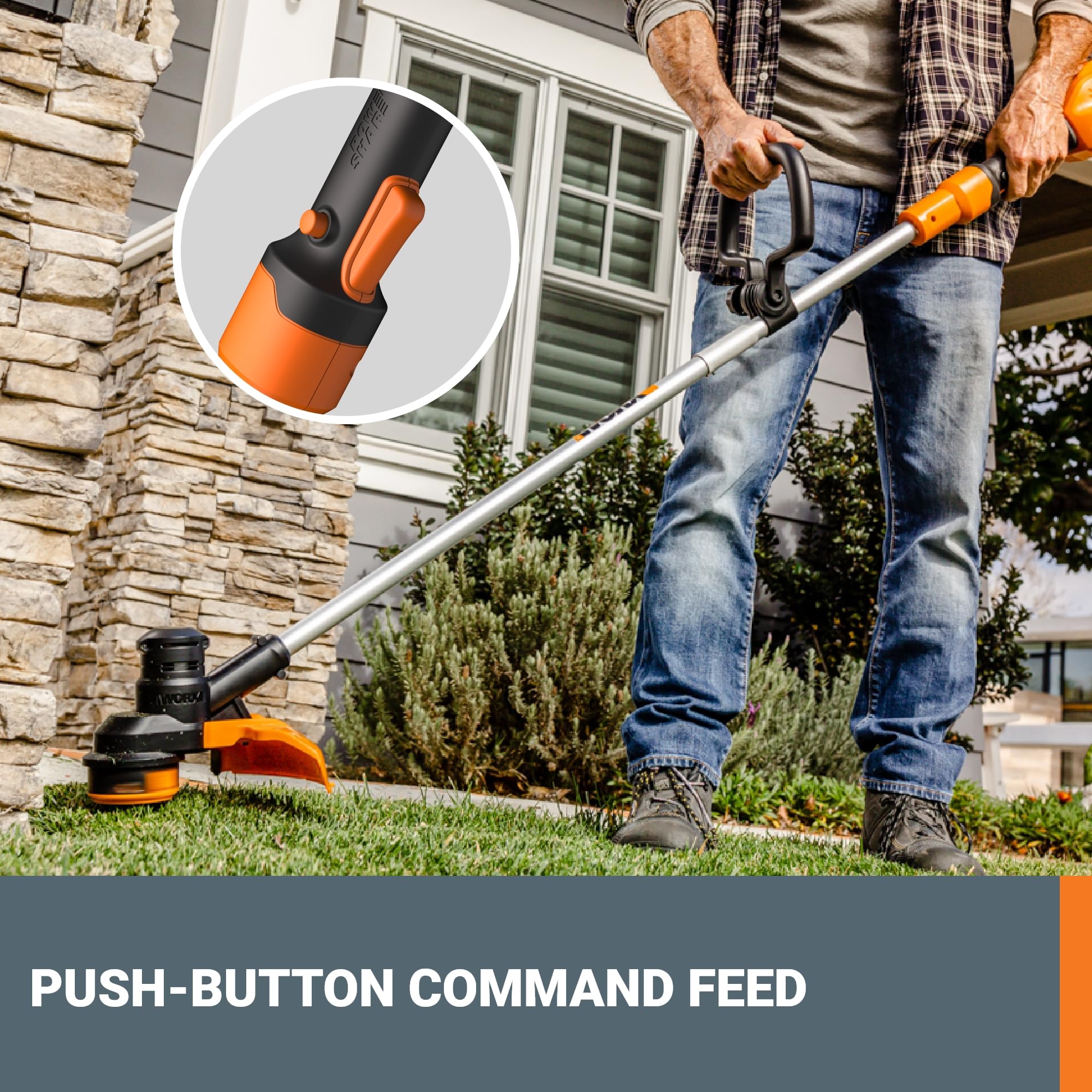 40V Worx WG183 13" Cordless String Trimmer (Batteries & Charger Included), Black and Orange