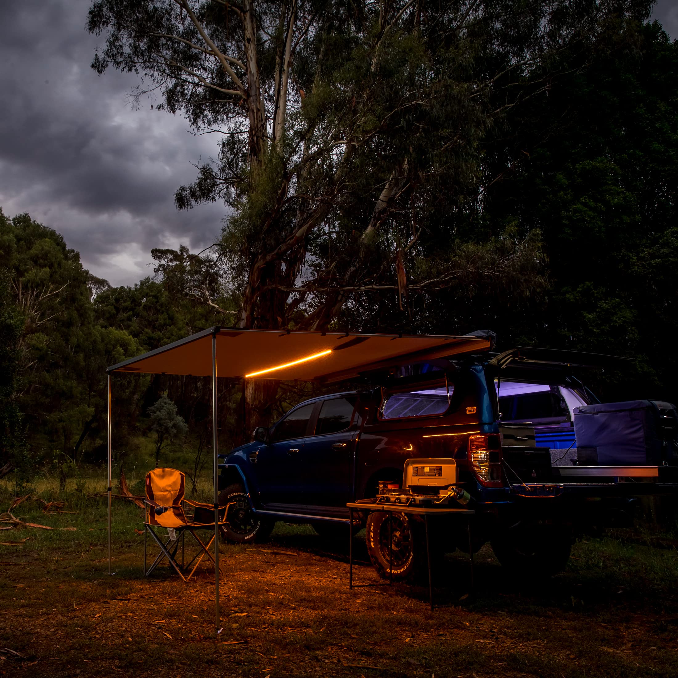 ARB 4x4 814410 Accessories Retractable Awning with Led Light Strip Included 2500x2500mm 8.2 Feet, Ideal for Camping, Roadtrips, Outdoor Trips, Travel, Expeditions, RV, Camper, 4x4 and SUV