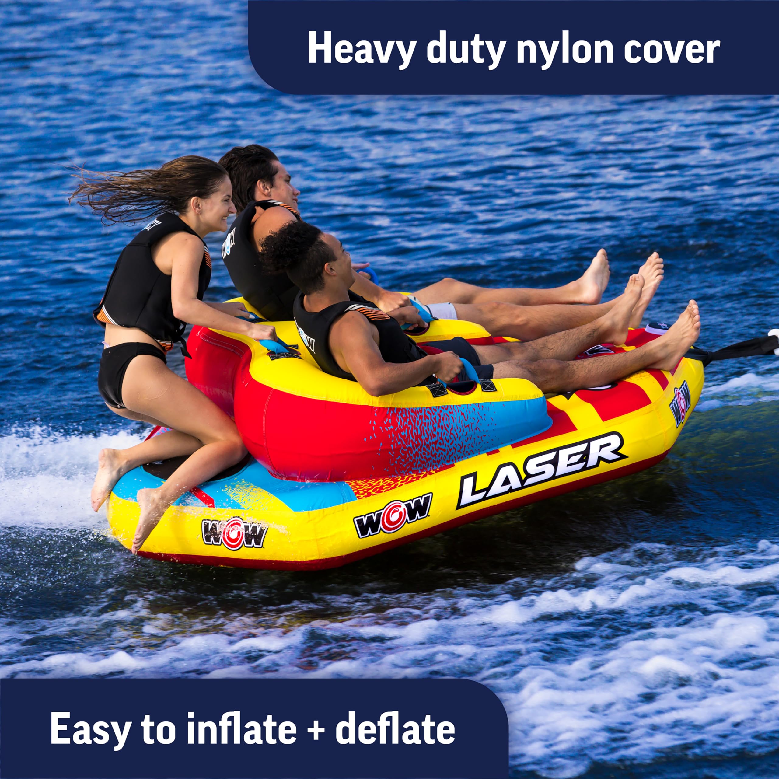 Laser Towable Tube Wow Sports for Boating - 1 to 3 Person Towable - Durable Tubes for Boating