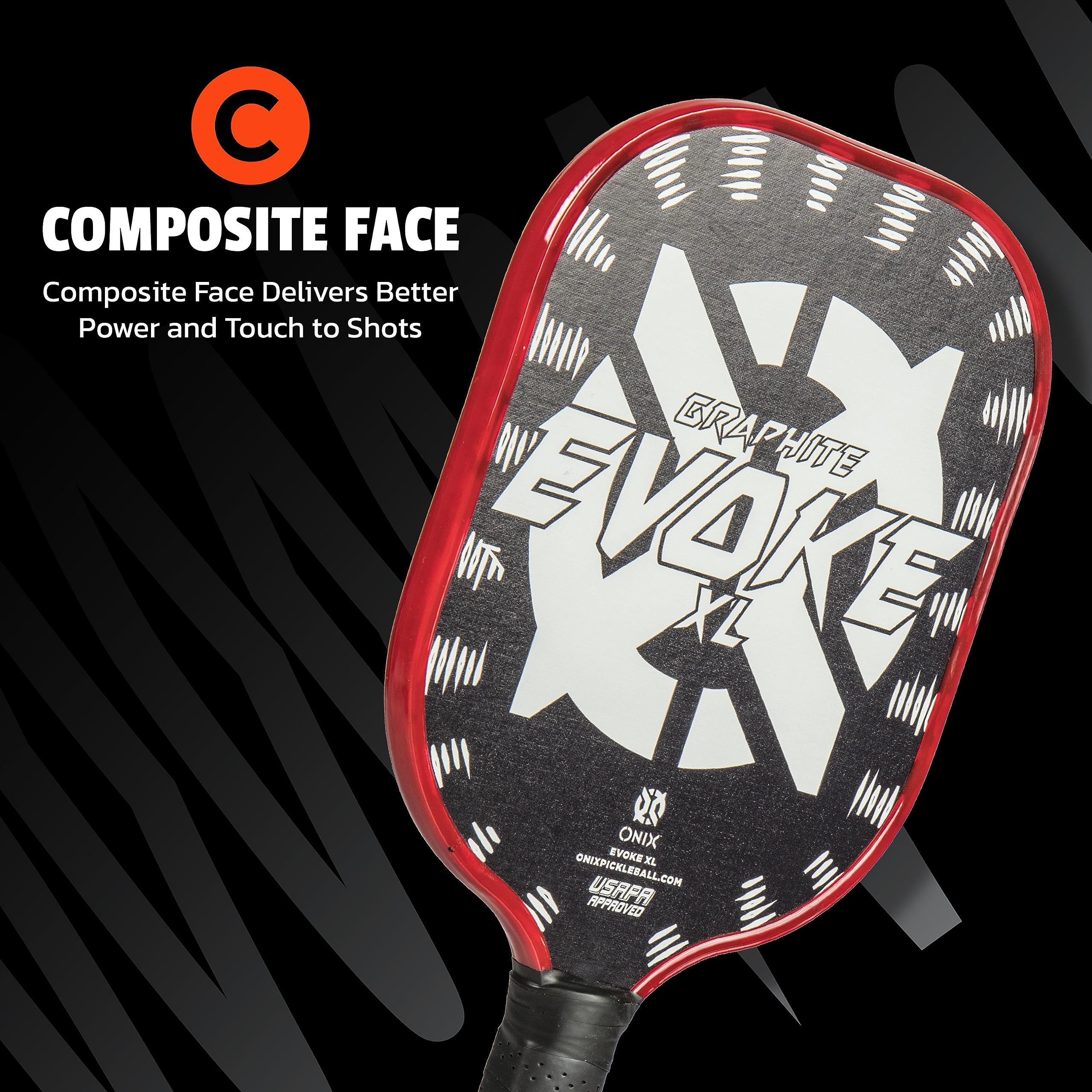 Evoke XL Onix Graphite Pickleball Paddle Features Polypropylene Core, Graphite Face, and Oversized Shape, White