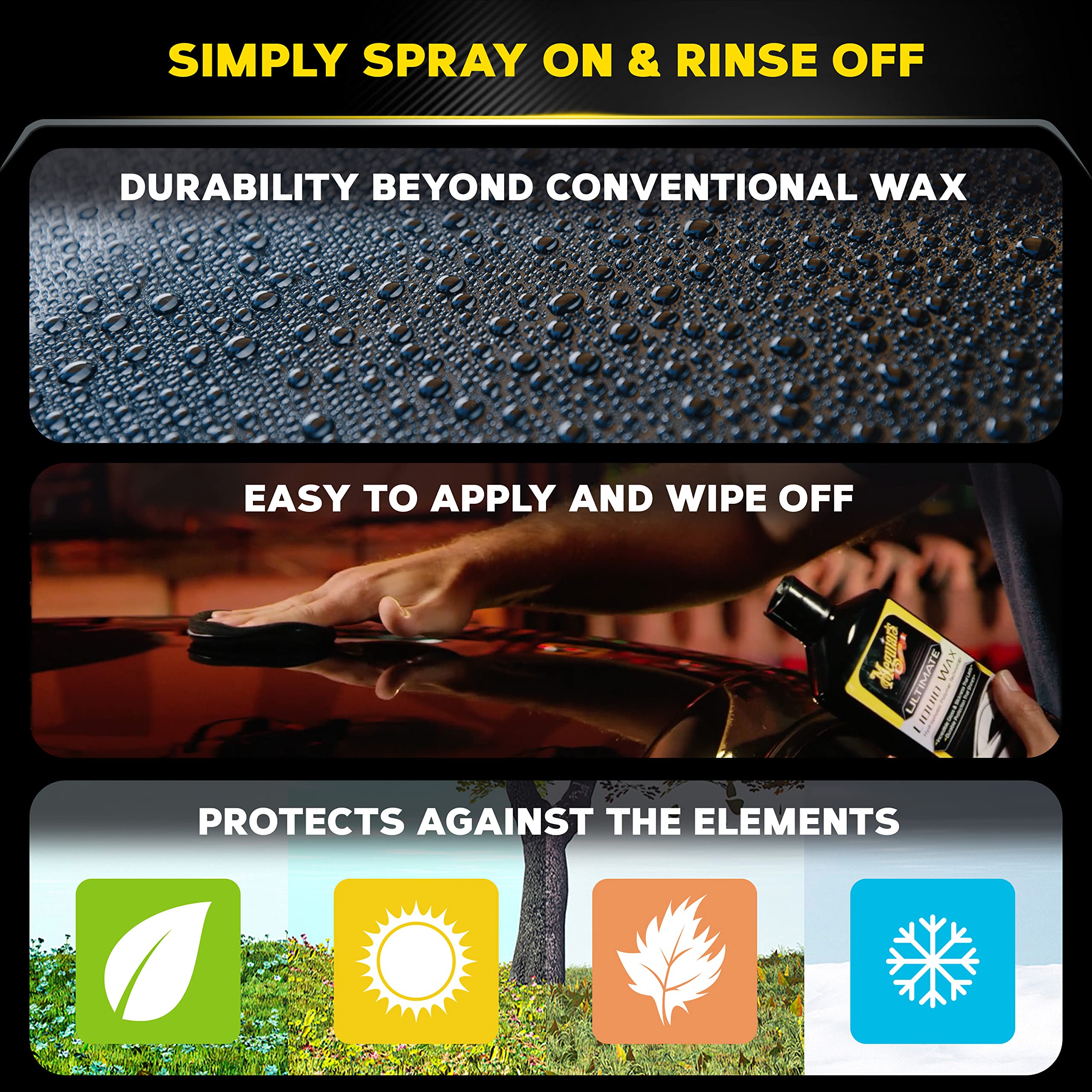Meguiar's Liquid Ultimate Wax, Improved Liquid Car Wax Formula for Durable Protection that Shines, Premium Towel and Applicator Pad Car Accessories Included, 16 Oz Bottle