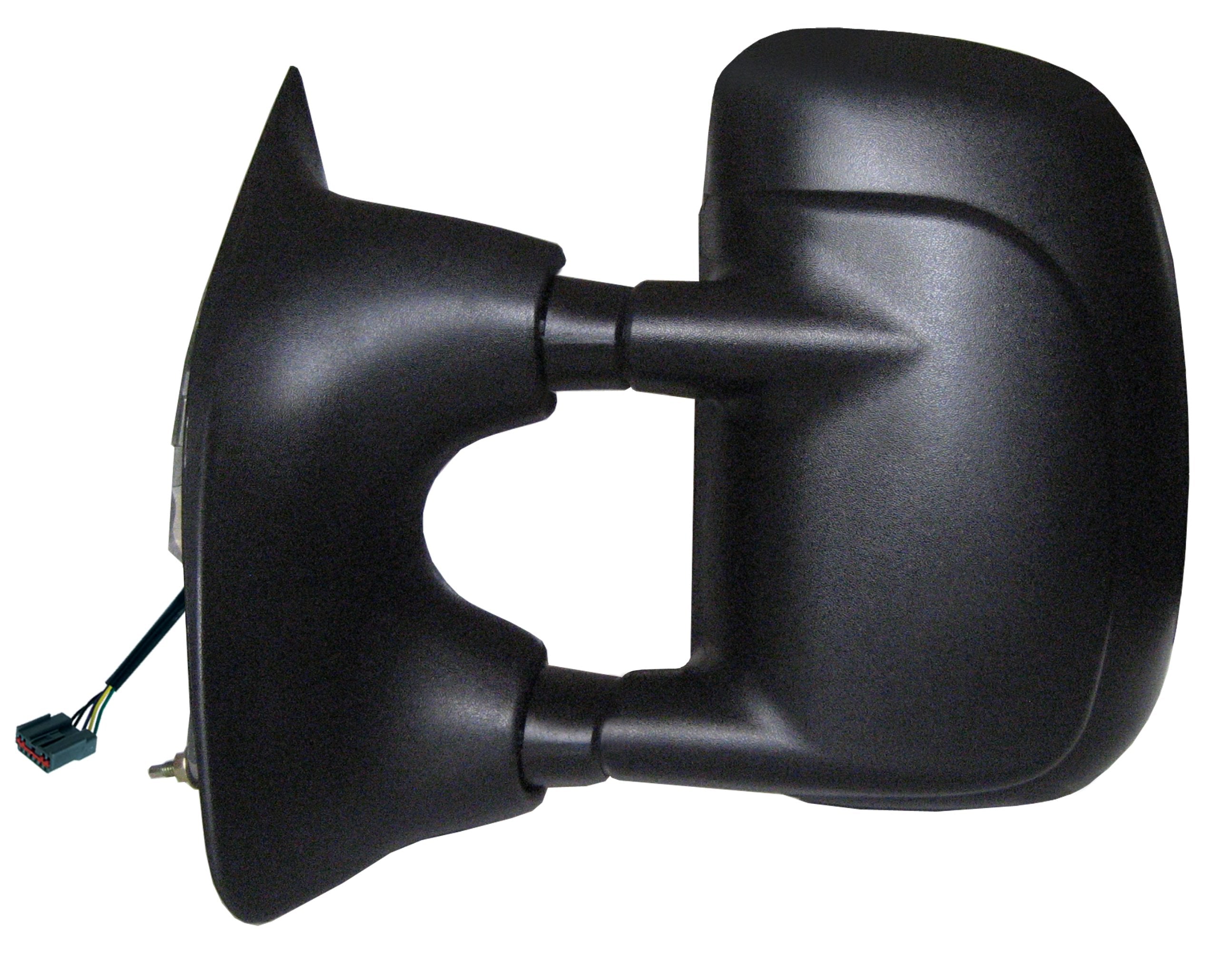 K Source Extendable Driver Side Towing Mirror for 2000-2005 E Series, 2001-2007 F Series, Textured Black, Dual Lens, Foldaway, Flat Mirror