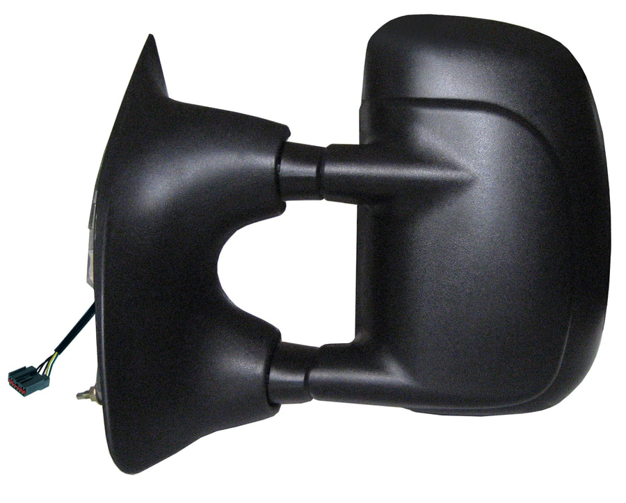K Source Extendable Driver Side Towing Mirror for 2000-2005 E Series, 2001-2007 F Series, Textured Black, Dual Lens, Foldaway, Flat Mirror