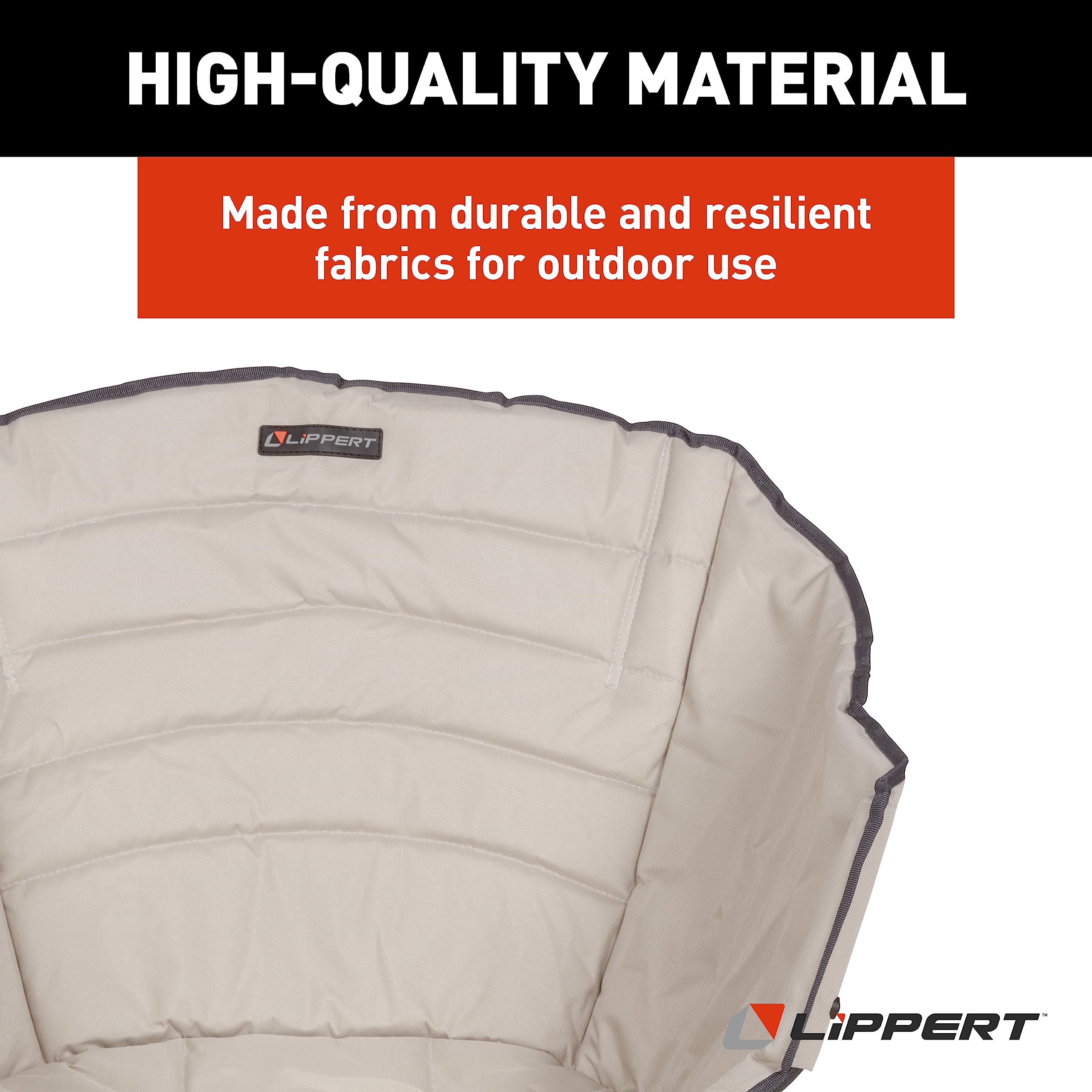 Campfire Lippert Barrel Chair - Sand, Comfortable Barrel Shape with High-Loft Cushioning, Foldable, Powder Coated Steel, Lightweight, Durable Polyester or Oxford Fabrics for Outdoors, 2022114799