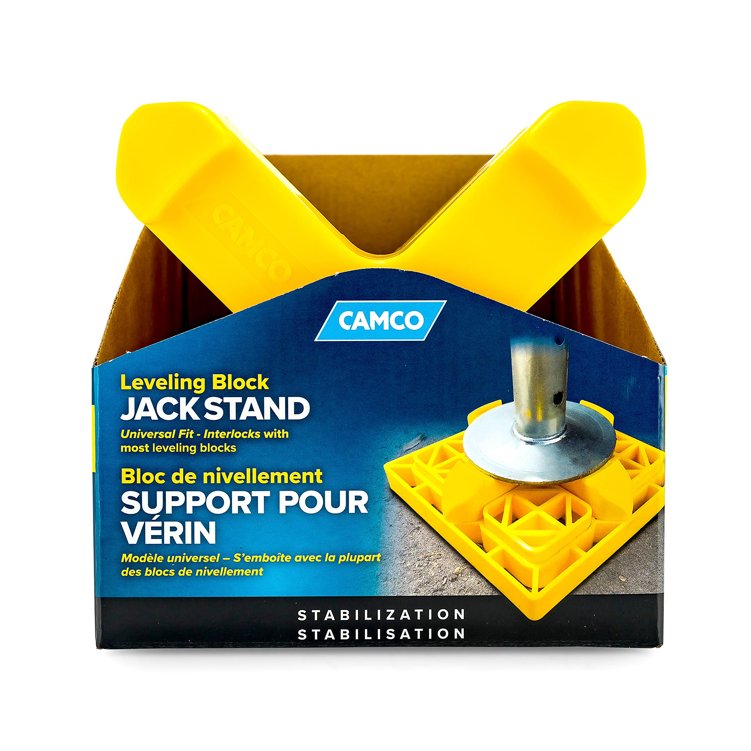 Camco Tongue Jack Stand RV - Distributes Your Trailer Weight Evenly - Compatible with 2-inch and 6-inch Diameter Tongue Jacks - Features a 3,500 lb. Weight Rating (44636)