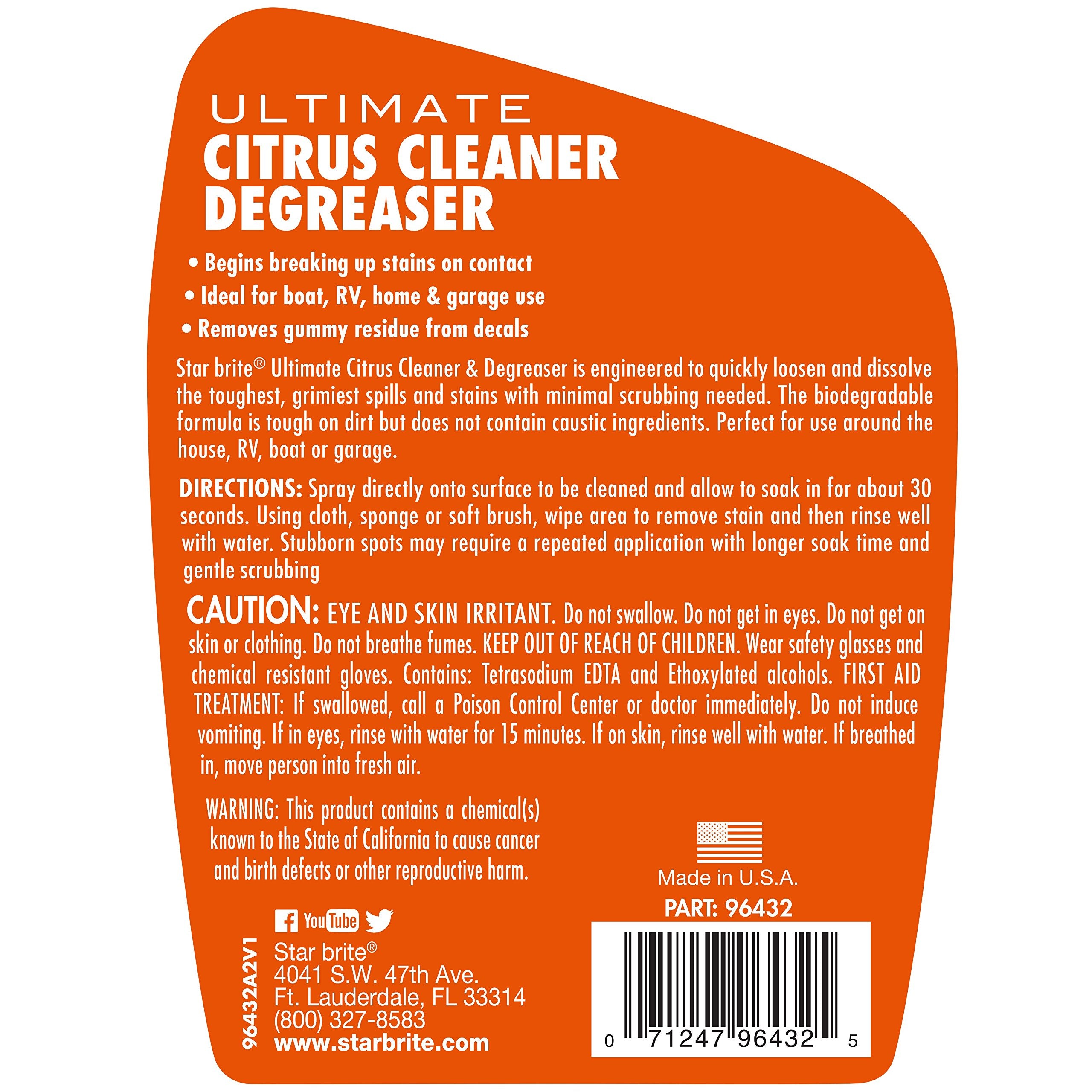 Ultimate Citrus Cleaner & Degreaser STAR BRITE - Powerful Biodegradable Formula - Boat and Home Cleaning Solution - 32 OZ (096432)