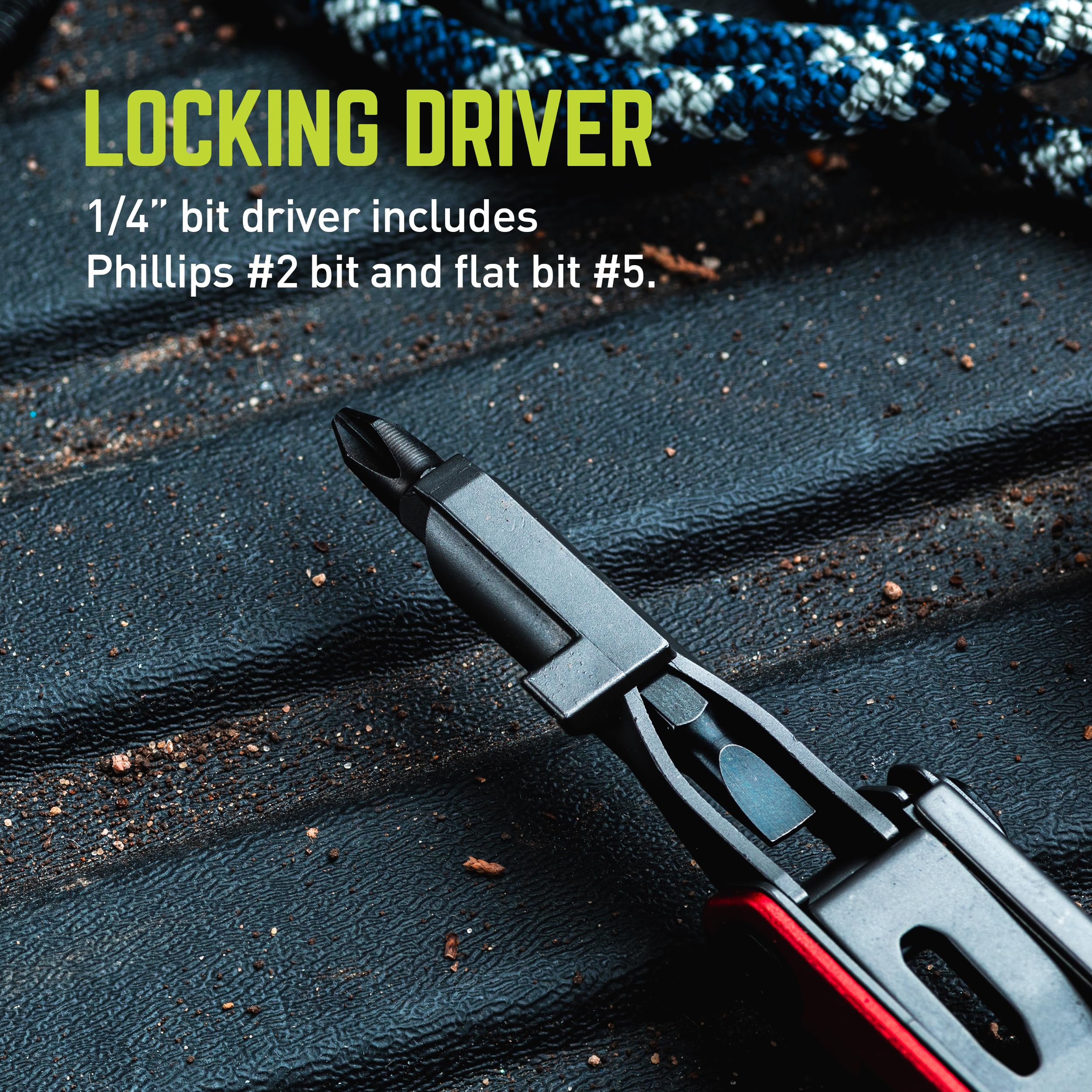 Titanium Block Multitool TRUE | 5-in-1 Compact Multitool with a Locking Driver, Folding Tanto Blade, Bottle Opener, Flat Edge Scraper and Pocket Clip