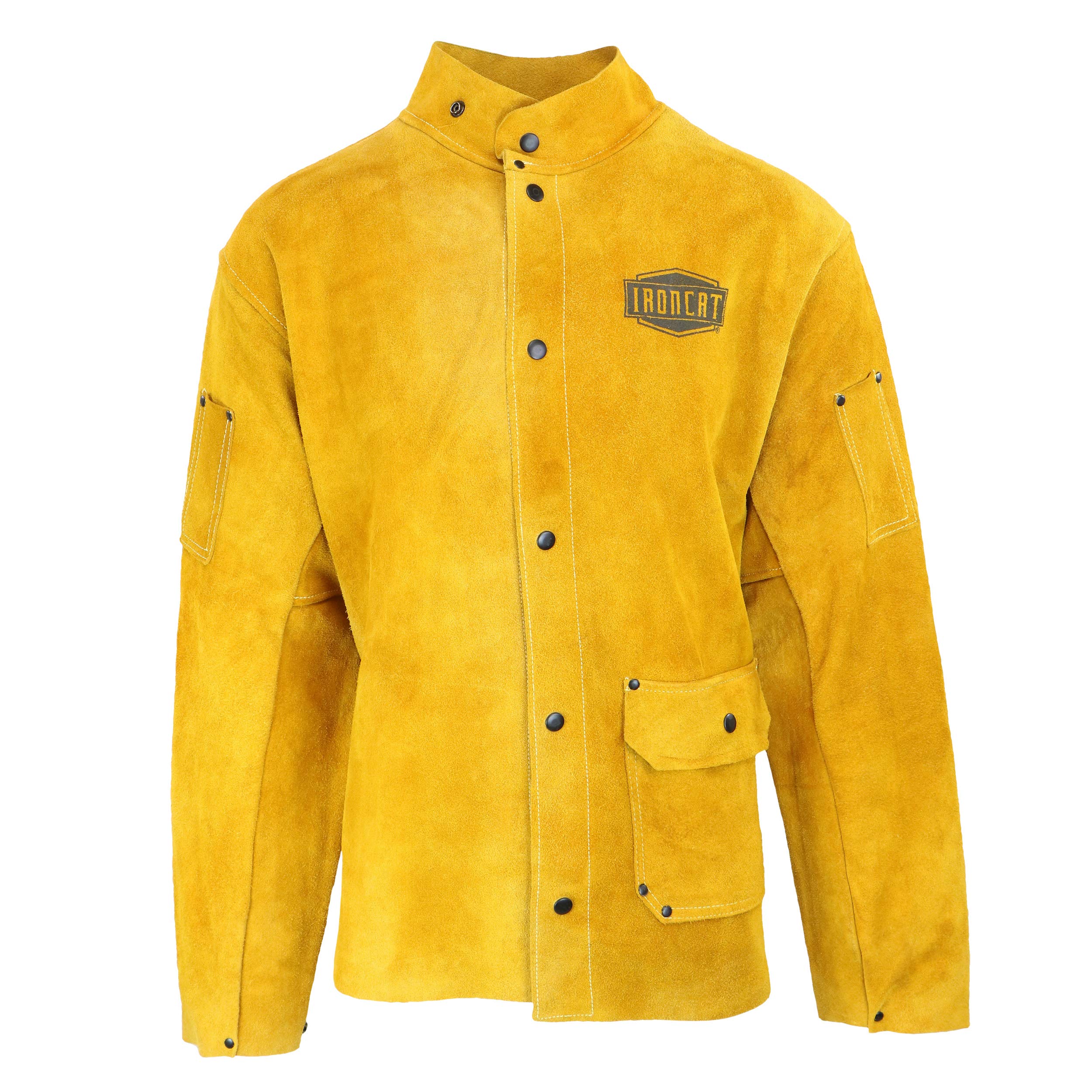 7005 IRONCAT Heat Resistant Split Cowhide Leather Jacket - XXX-Large, Kevlar Thread Stitched Welding Jacket in Golden Yellow. Welding Gears