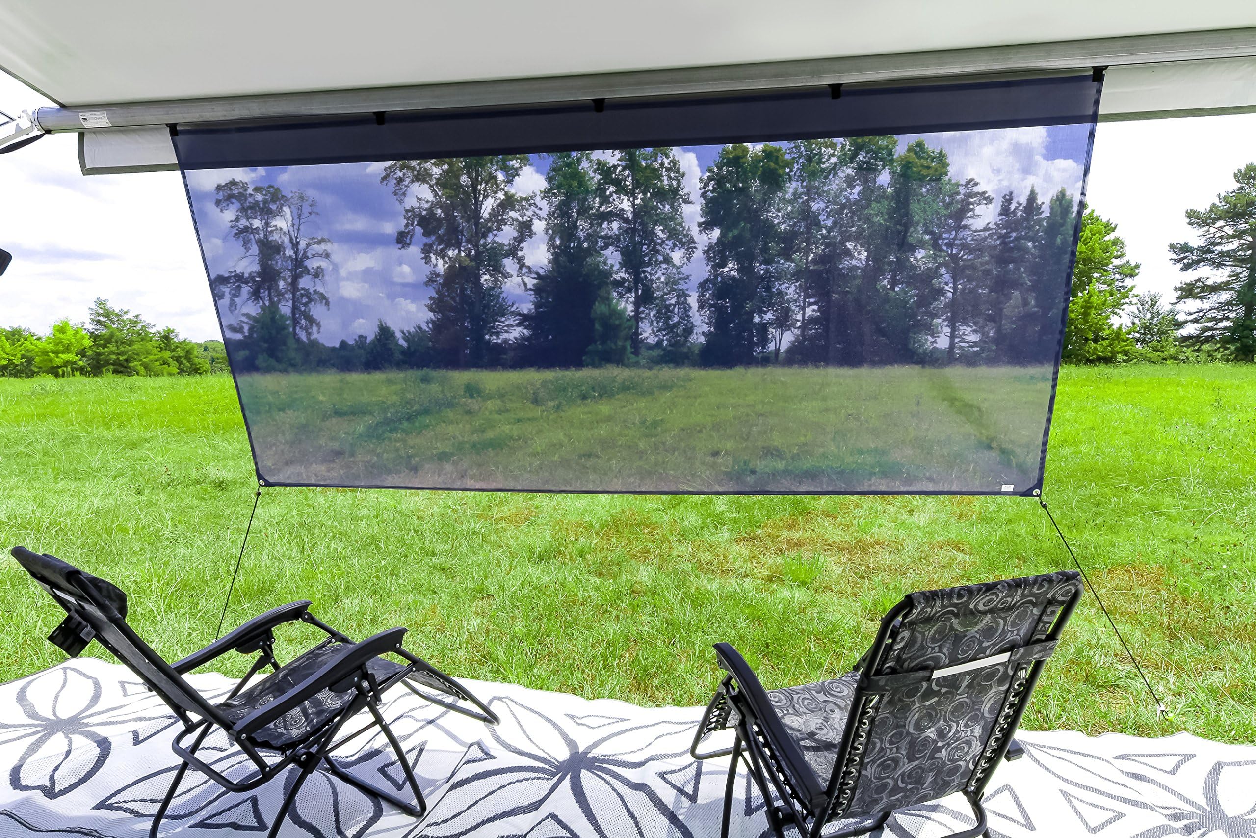 Blue Camco 51456 54" x 180" RV Awning Shade