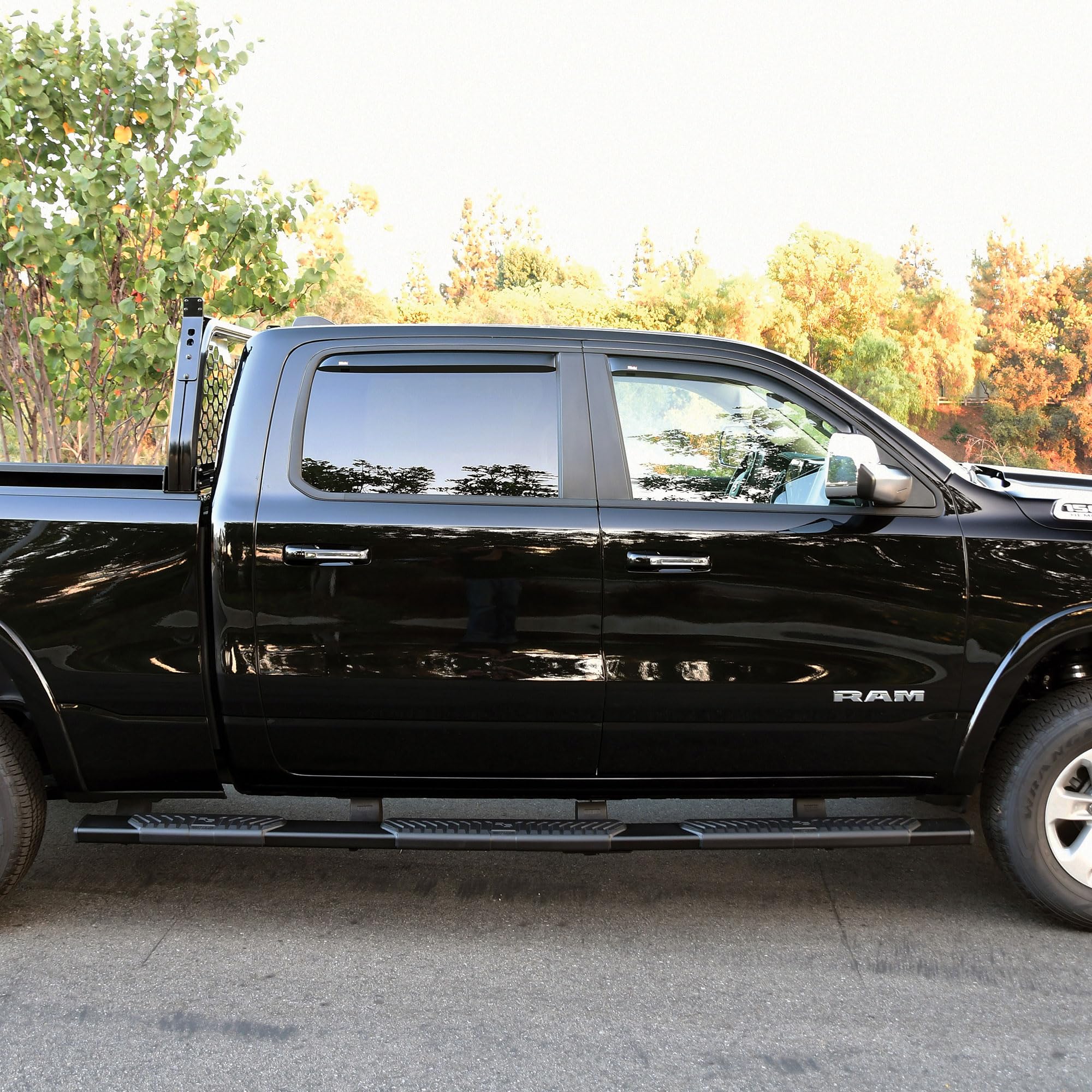 28-534705 Westin R5 Modular Wheel to Wheel Nerf Bars fits 2019-2024 Ram 1500 Crew Cab 5'7" Bed (Exc 2019-2023 1500 Classic) Black Pair