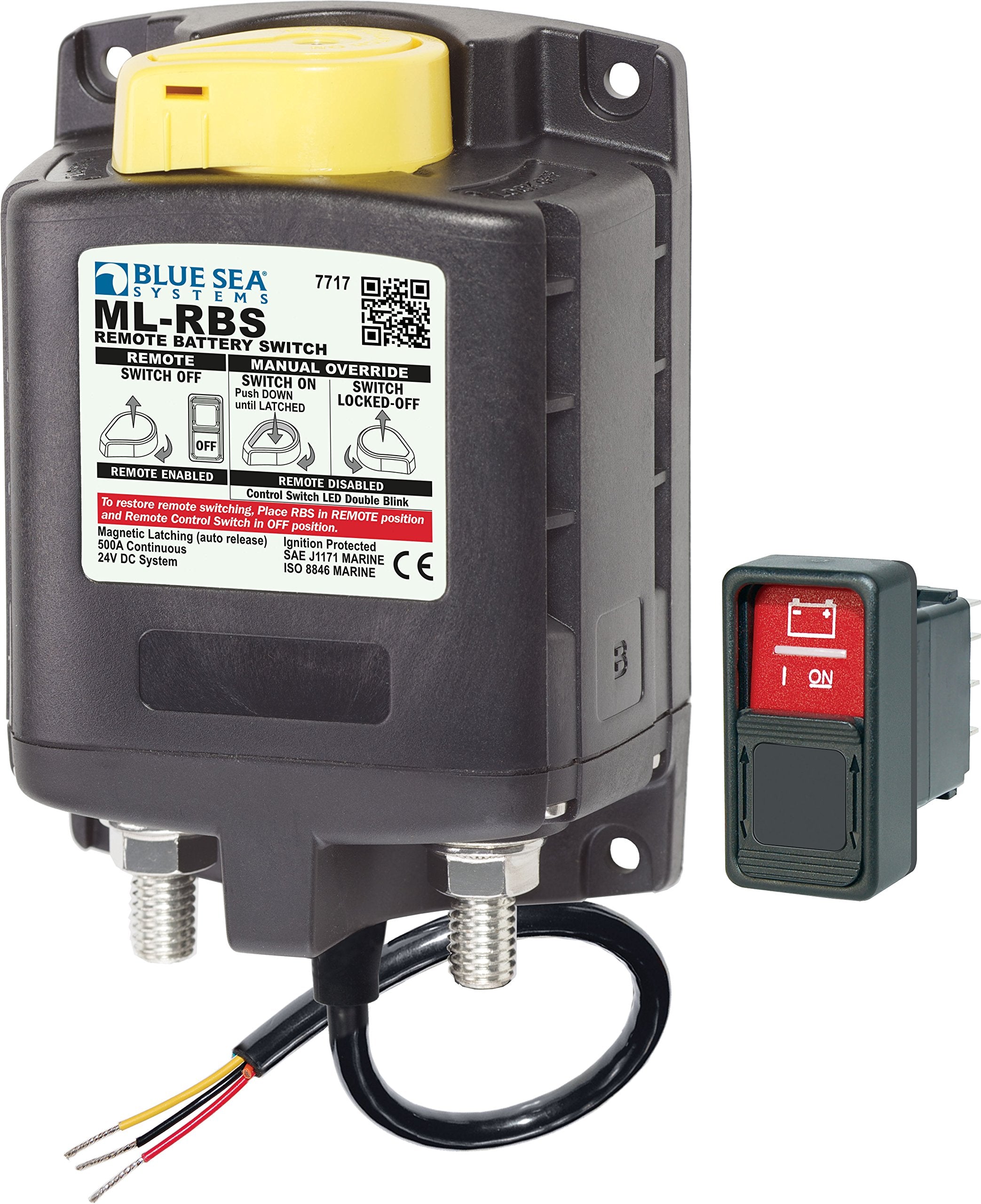 Blue Sea Systems 7717 SPST ML Solenoid with Manual Control Auto-Release, 24V