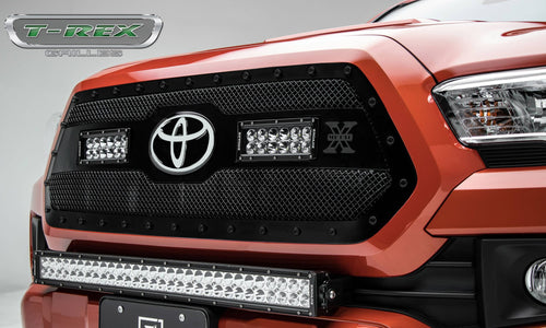 Stealth Torch Grille, Tacoma 2018-2021, Black, 1 Pc, Insert, Black Studs with (2) 6" LEDs, Does Not Fit Vehicles with Camera - PN #6319511-BR