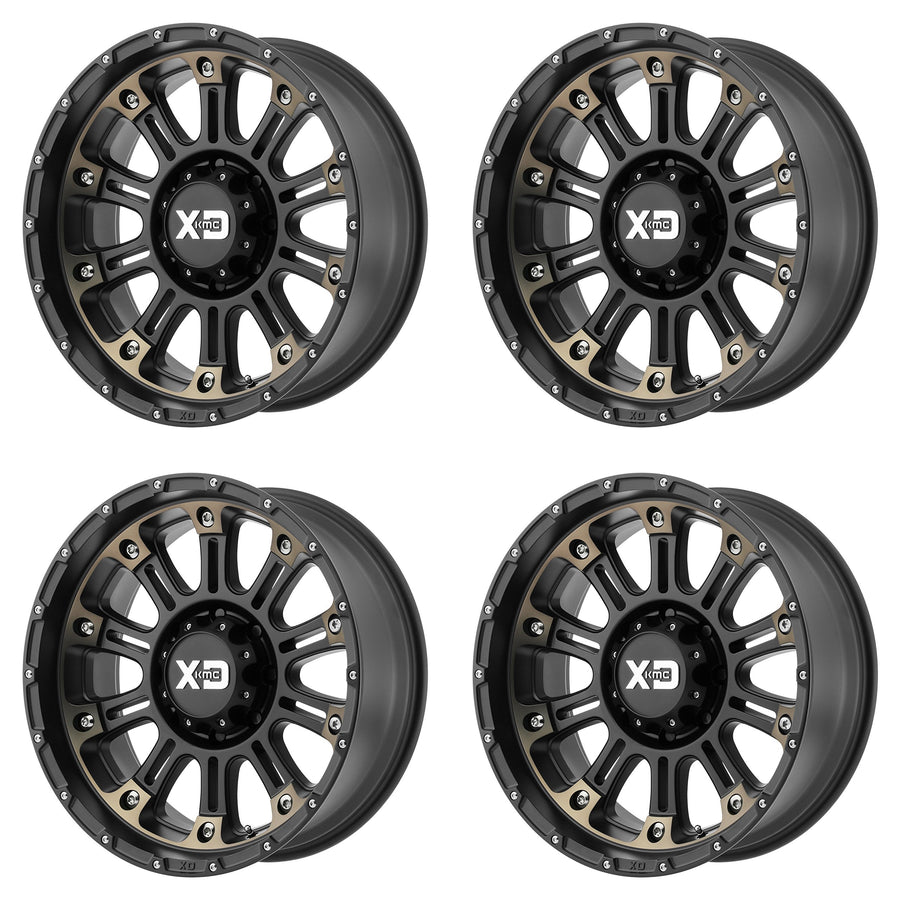 HOSS 2 XD SERIES BY KMC WHEELS 20x9 8x165.10 SATIN BLACK MACH W/ DARK TINT CLEAR COAT (18 mm)