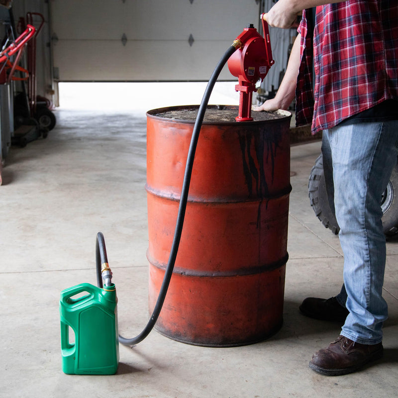 Fill-Rite Fuel Transfer FR112 Rotary Hand Pump w/Discharge Hose, Straight Spout, Vacuum Breaker, & Suction Pipe