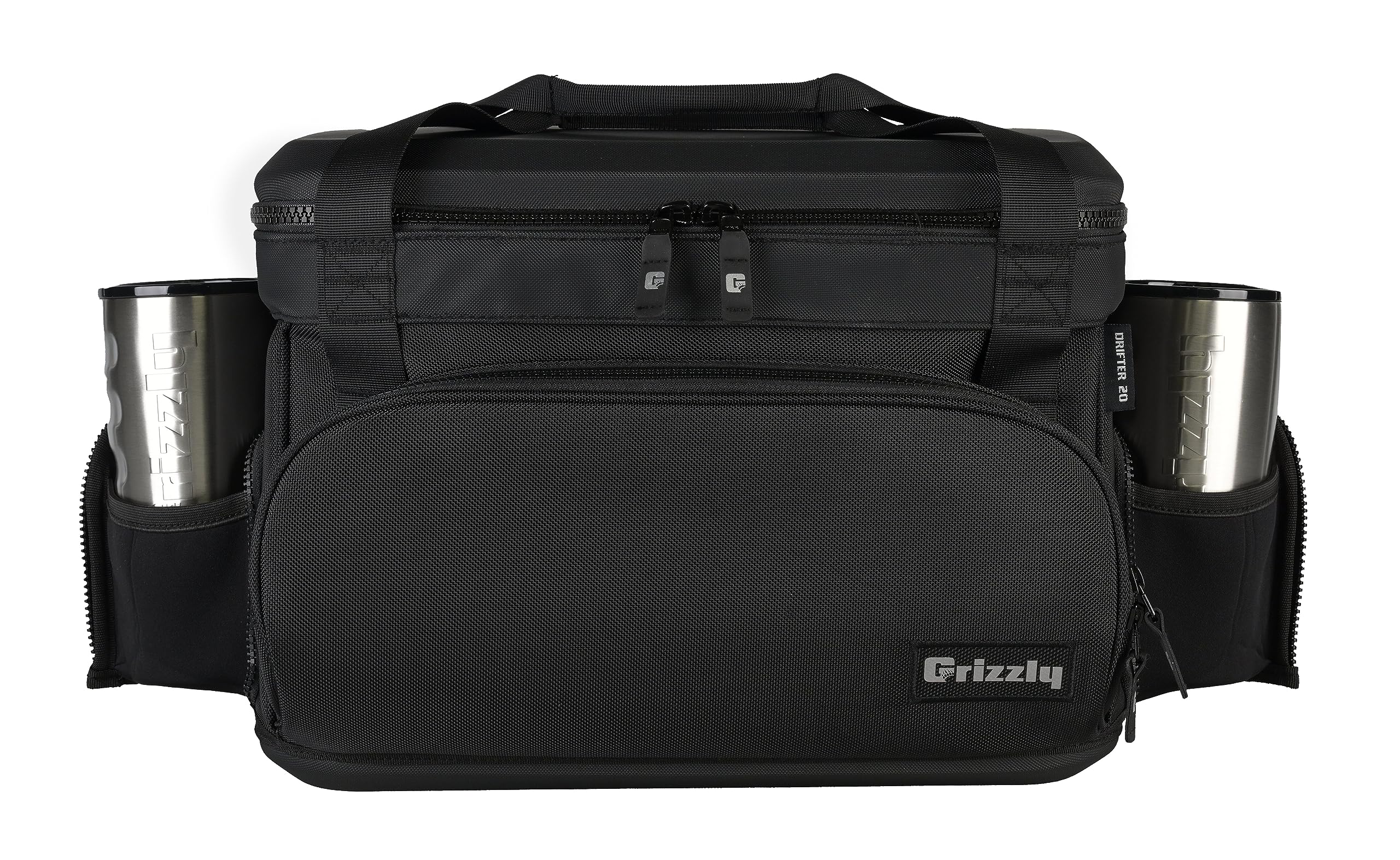 Drifter Grizzly 20 Soft Sided Cooler | 20 qt Flip-Top Cooler Bag | Ice Chest for Beach Boat Camping Fishing Hiking Hunting Picnic | Lightweight Portable Insulated Waterproof | Blackout
