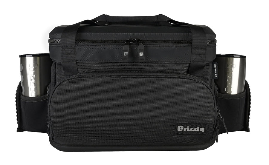 Drifter Grizzly 20 Soft Sided Cooler | 20 qt Flip-Top Cooler Bag | Ice Chest for Beach Boat Camping Fishing Hiking Hunting Picnic | Lightweight Portable Insulated Waterproof | Blackout