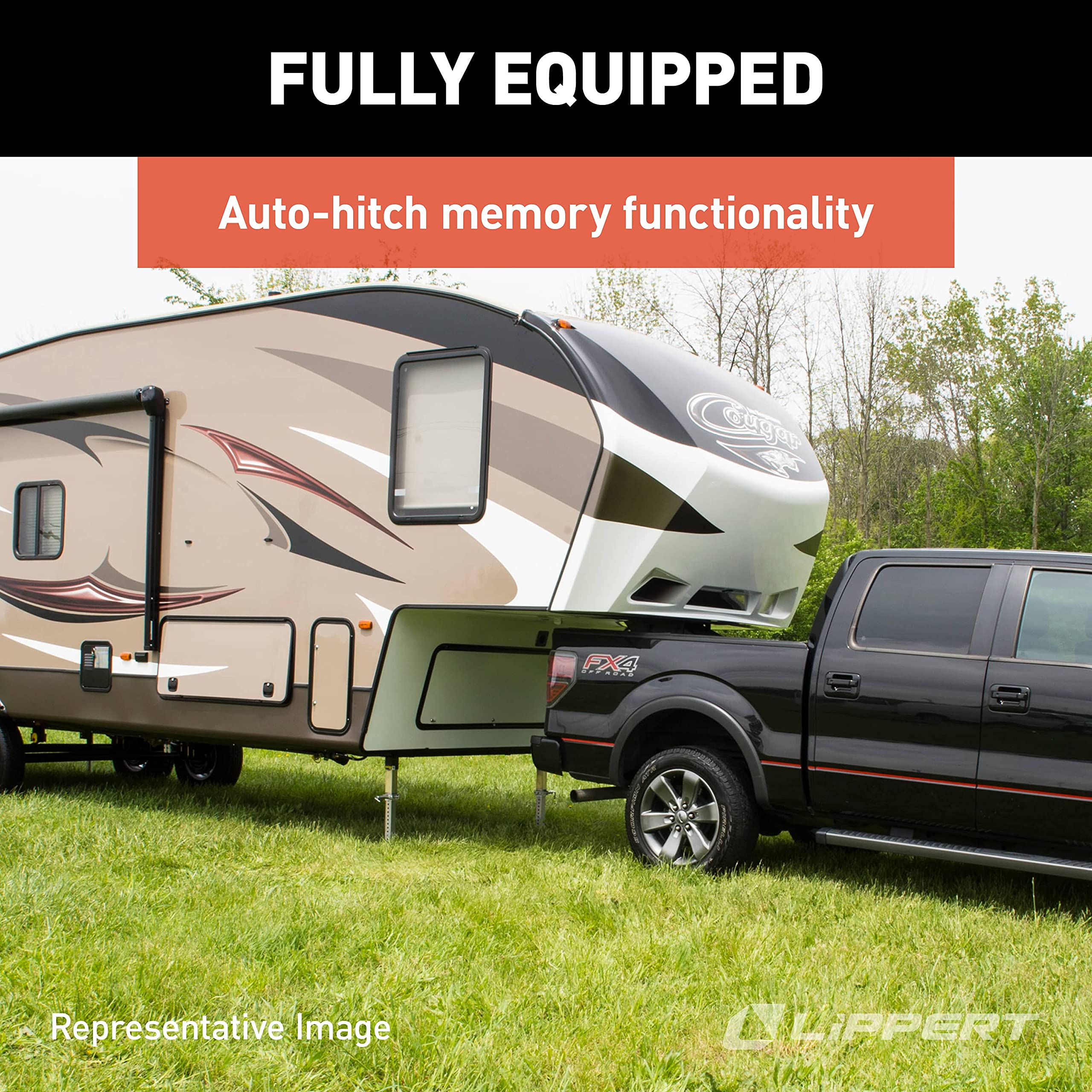 Lippert 5th Wheel Ground Control 3.0 6-Point Automatic RV Leveling System with 15,500-lb. Total Lift Capacity, Wireless Remote, Hall Effect Technology, Auto-Hitch Memory - 675817