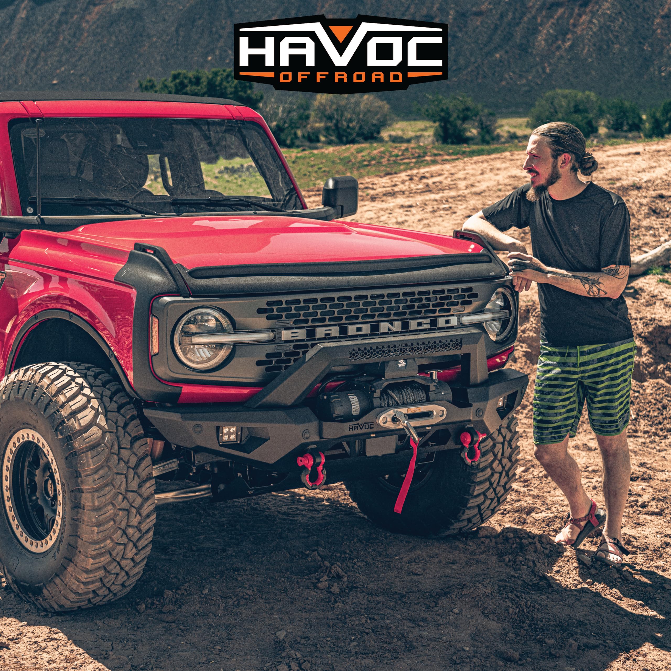 Steel Bender HAVOC OFFROAD Front Bumper for Ford Bronco | Winch Ready, Stinger, Integrated Lift Points, Black | HFB-02-003 | 2021-2025 Ford Bronco (Will not fit Sport Model)