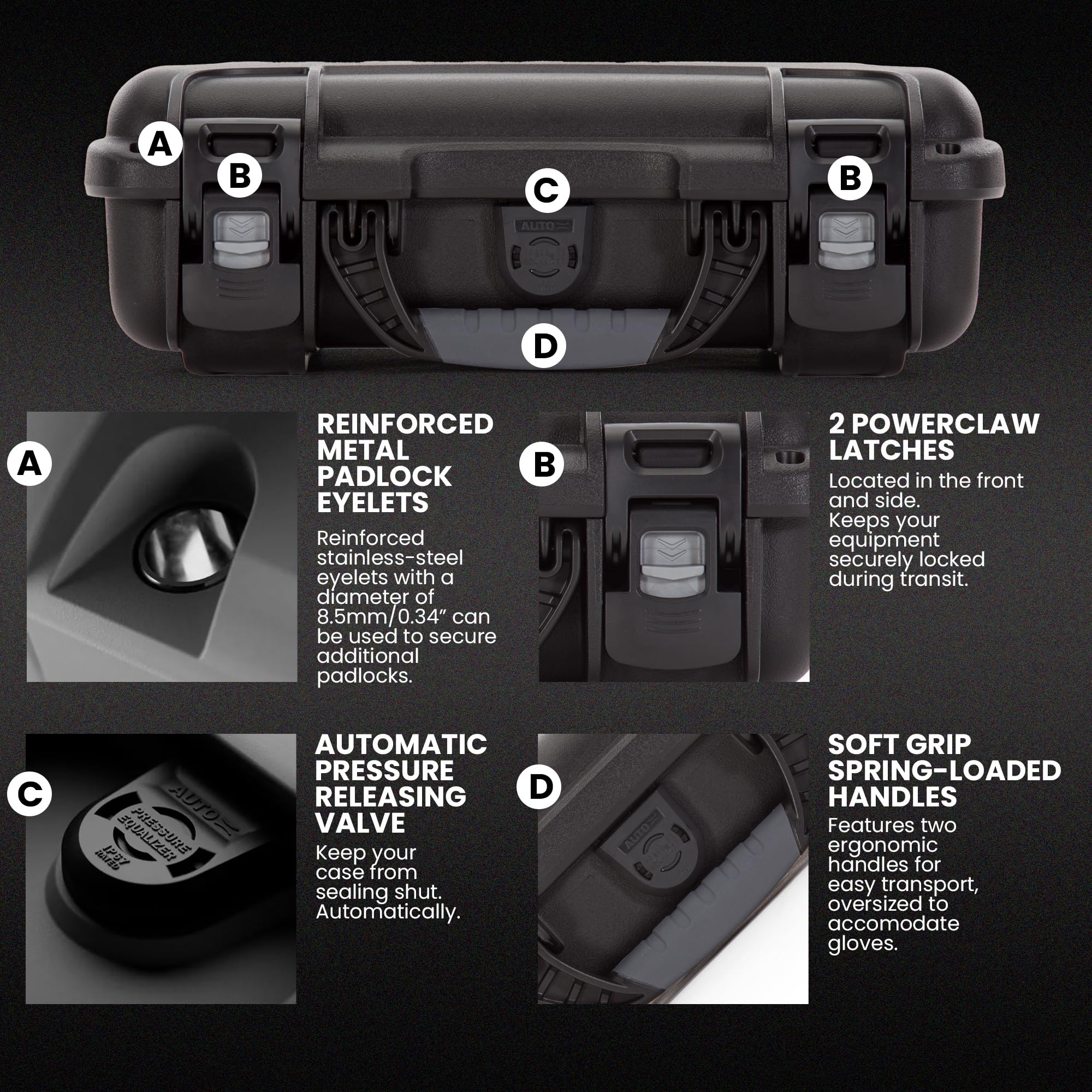 Hard Case NANUK 909 with Custom Foam Insert for Glock, IP67 Waterproof & Crushproof, Rugged Construction for Ultimate Protection, Made in Canada – Black (12.6” x 9” x 4.4”)
