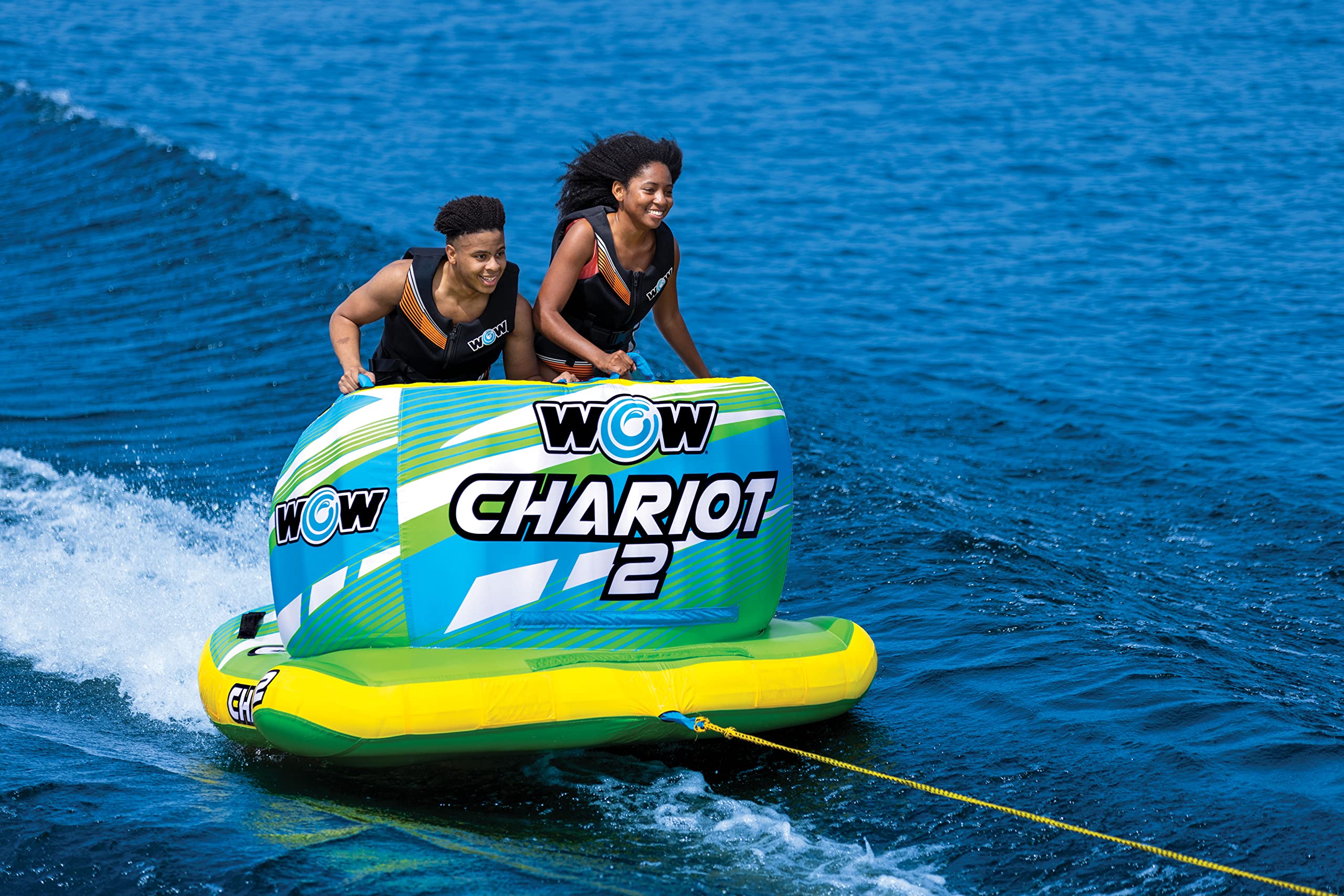 WOW Sports 2 Towable Tube Chariot for Boating - 1 to 2 Person Towable - Standing Tubes for Boating - Front and Back Tow Point