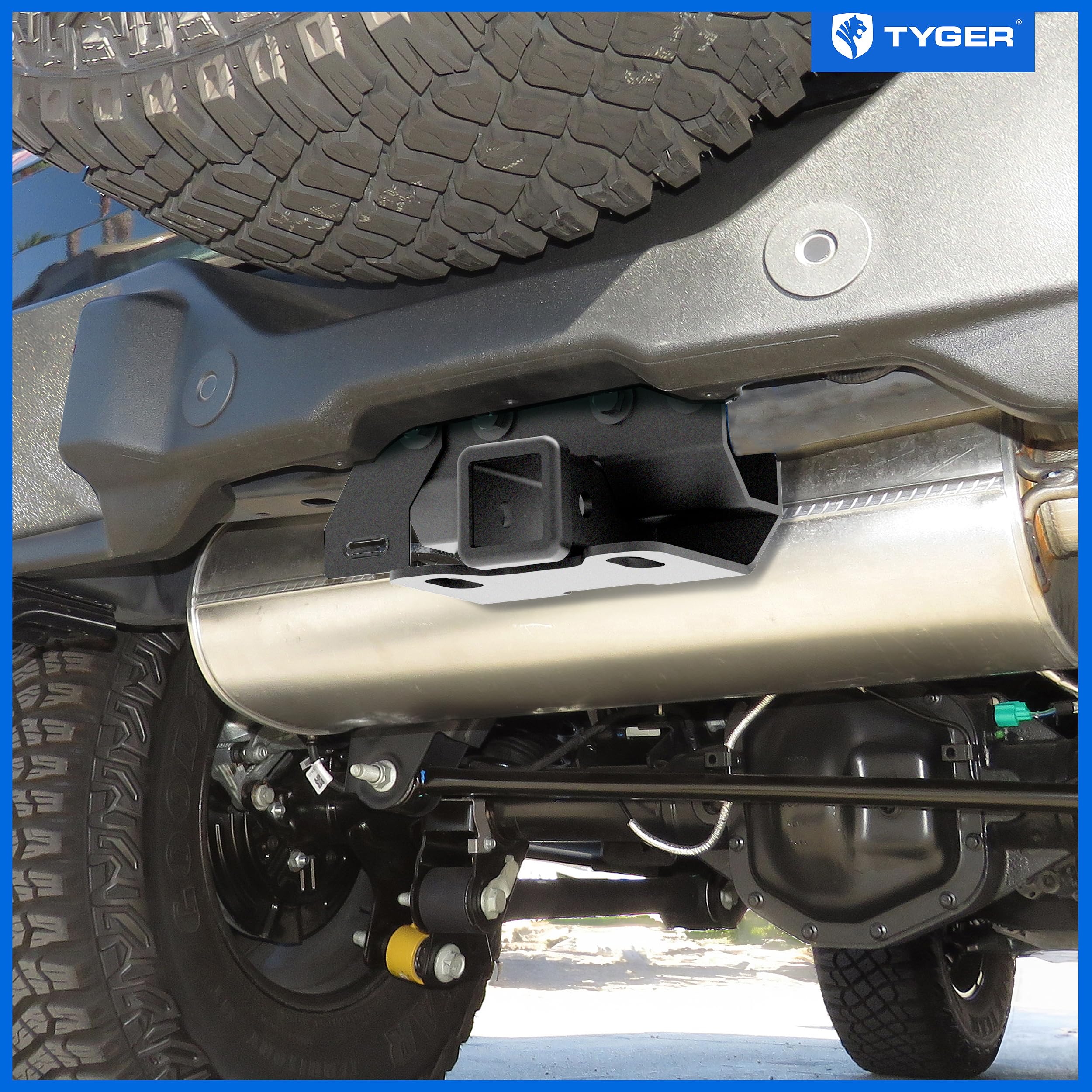Tyger Auto Hitch & Cover Kit TG-HC2F333B Compatible with 2021-2026 Ford Bronco (2 Door & 4 Door) | Not for Bronco Sport | Factory Style 2 inch Rear Receiver Hitch Tow Towing Trailer Hitch