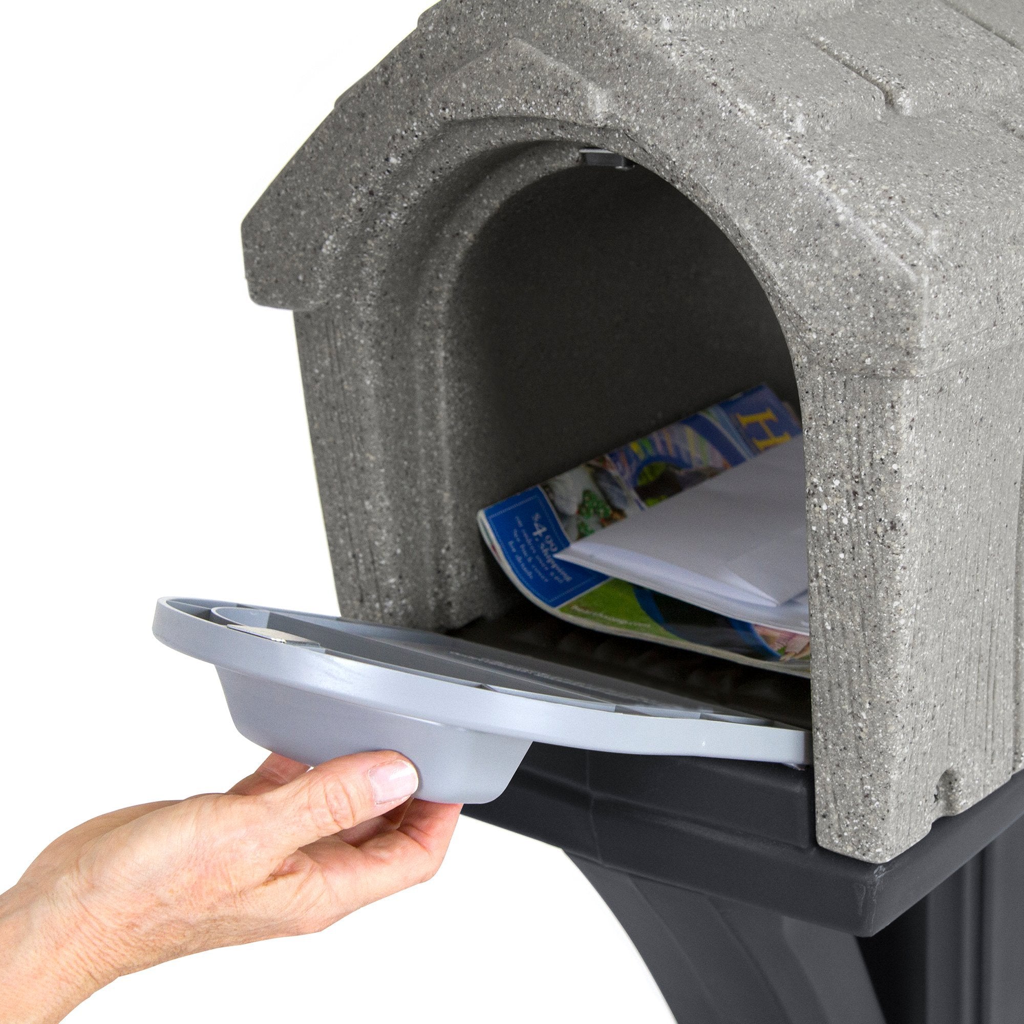 Simplay3 Mailbox & Post Mount Classic Residential Combo Kit with 2 Access Doors - Stone Gray/Black, Made in USA