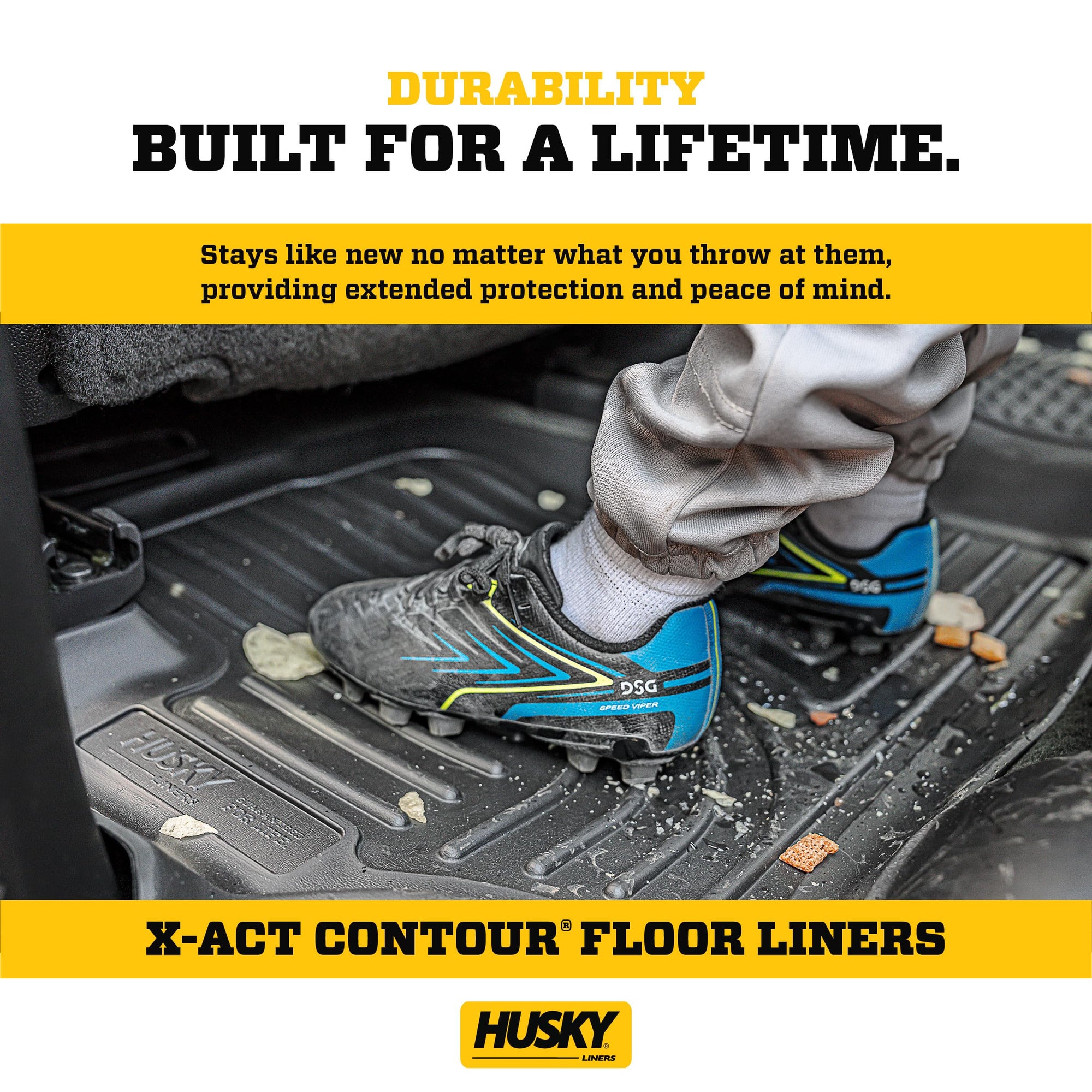 Husky Liners X-act Floor Mats Contour | Fits 2024-2026 Hyundai Kona | 2nd Row, 1-pc Black - 54561