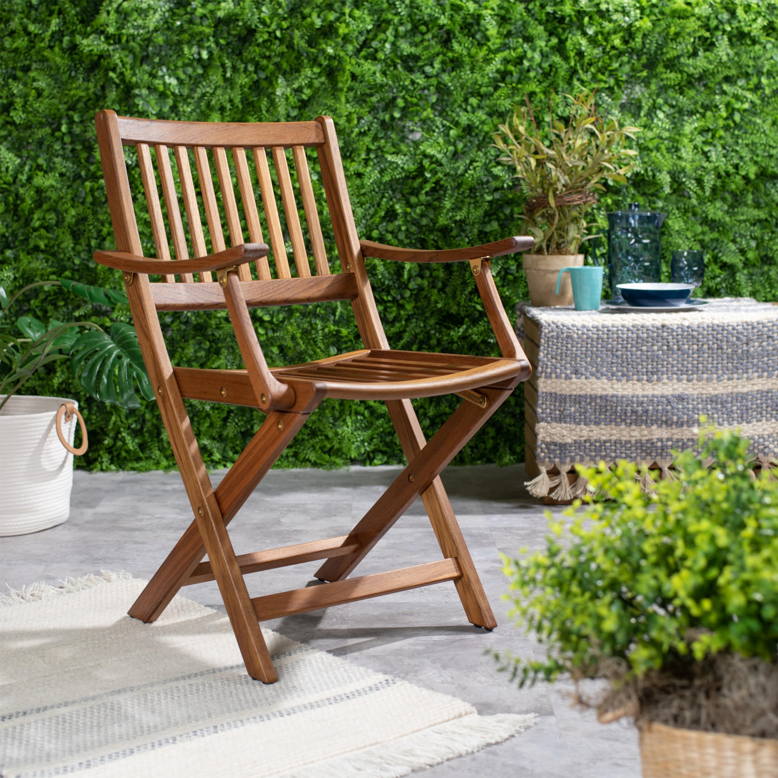 Folding Deck Chair with Arms Whitecap Teak Industries WT63070