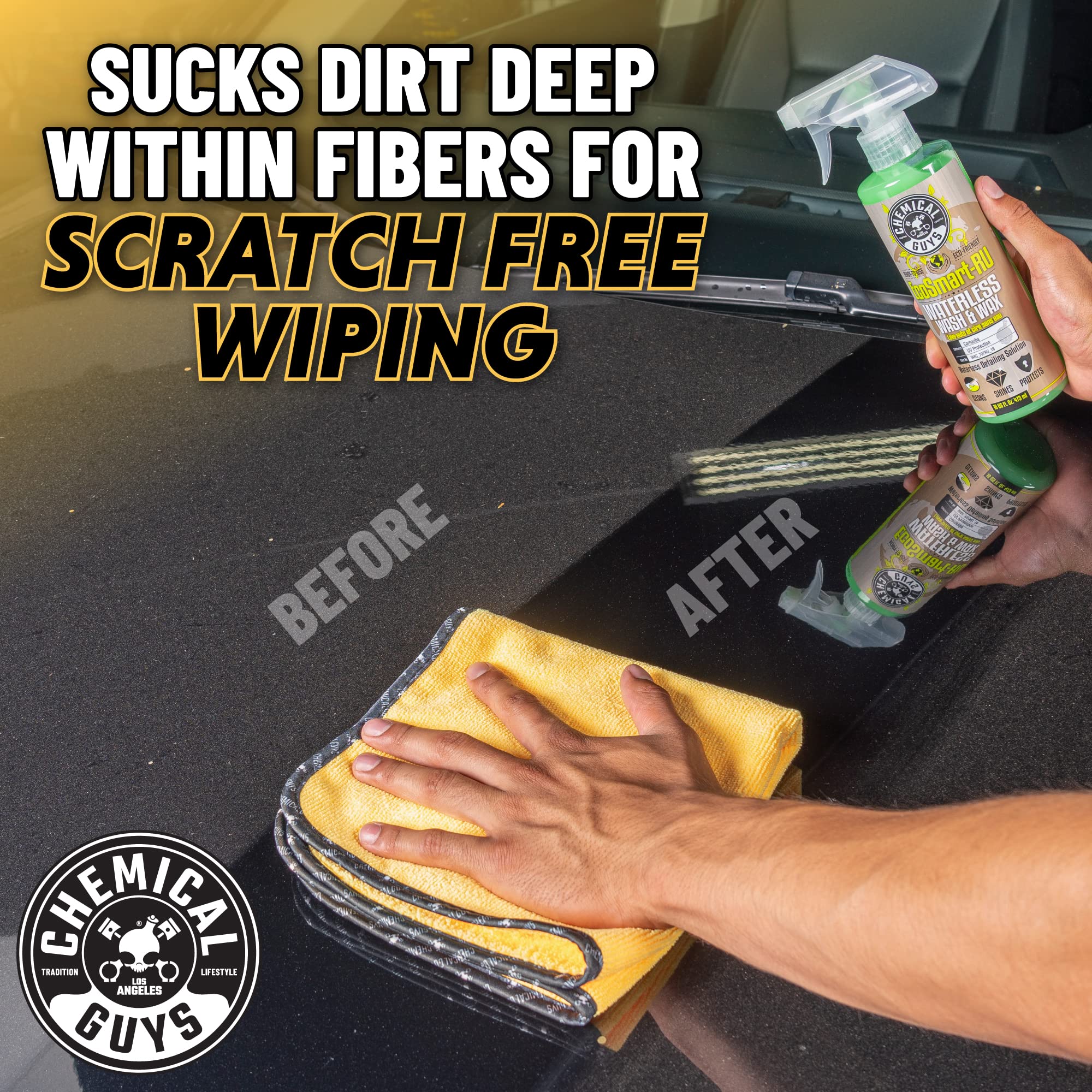 Chemical Guys Premium Grade Professional Microfiber Towels for Cars, Gold, 16" x 16", Ultra-Soft and Scratch-Free Car Detailing Cloths for Trucks, Motorcycles, and More - 3 Pack