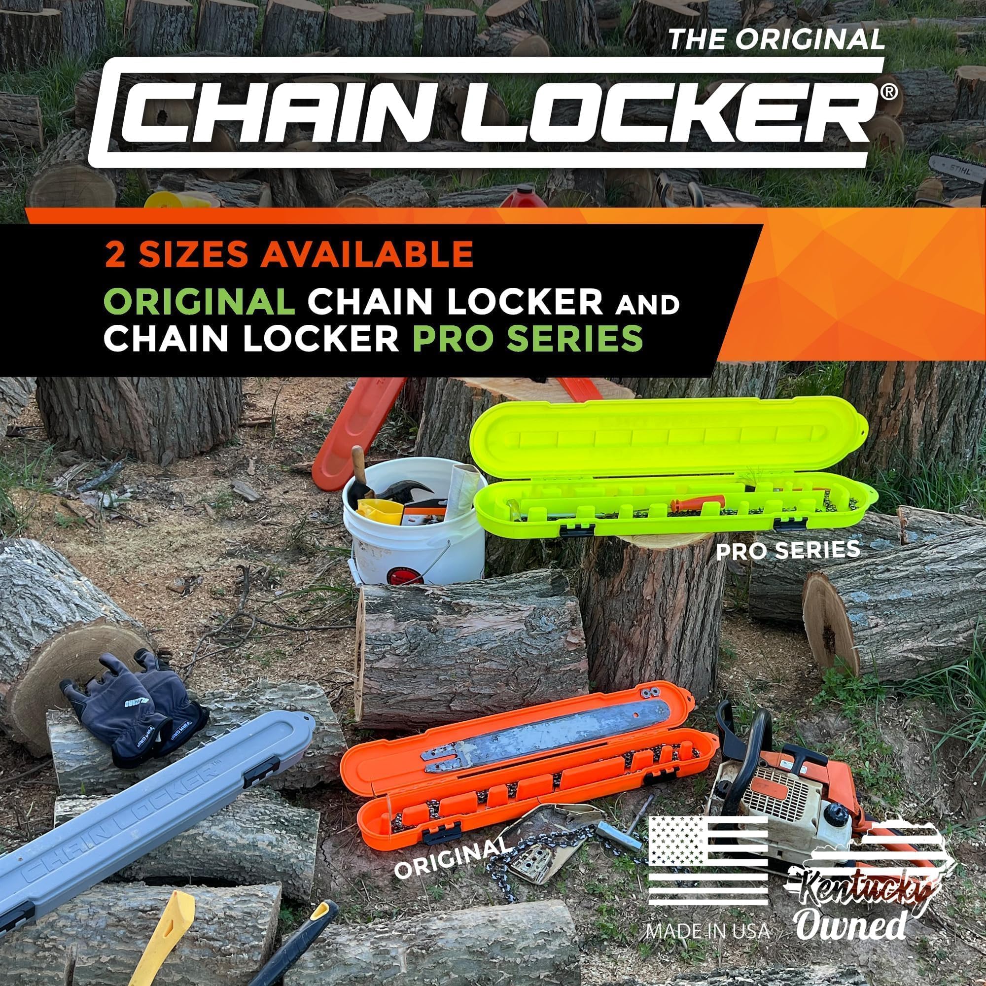 Chainsaw Chain Original Storage - Universal Portable Case for Saw Chain Holder All Chains up to 20” Inch Blades - Can Stack 2” Deep, Fits 8+ Chains, Made in USA - Gray - Holiday Gift for Family