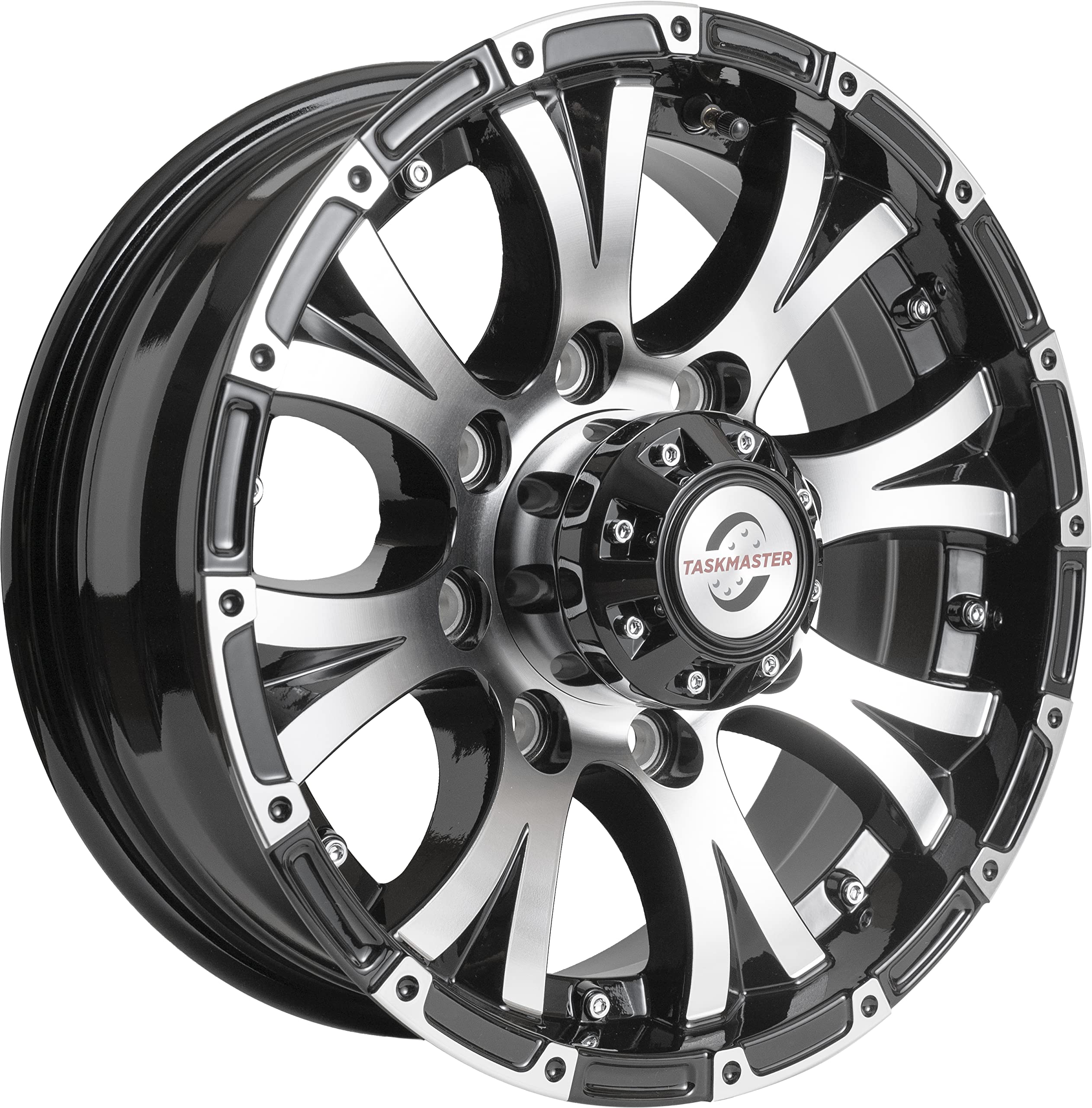 16" x 6" Viking Series 8 On 6.5 Machined Lip and Face Gloss Black Finish Aluminum Wheel with Black Cap Updated sku WA-16060865-BMBB-13736-2