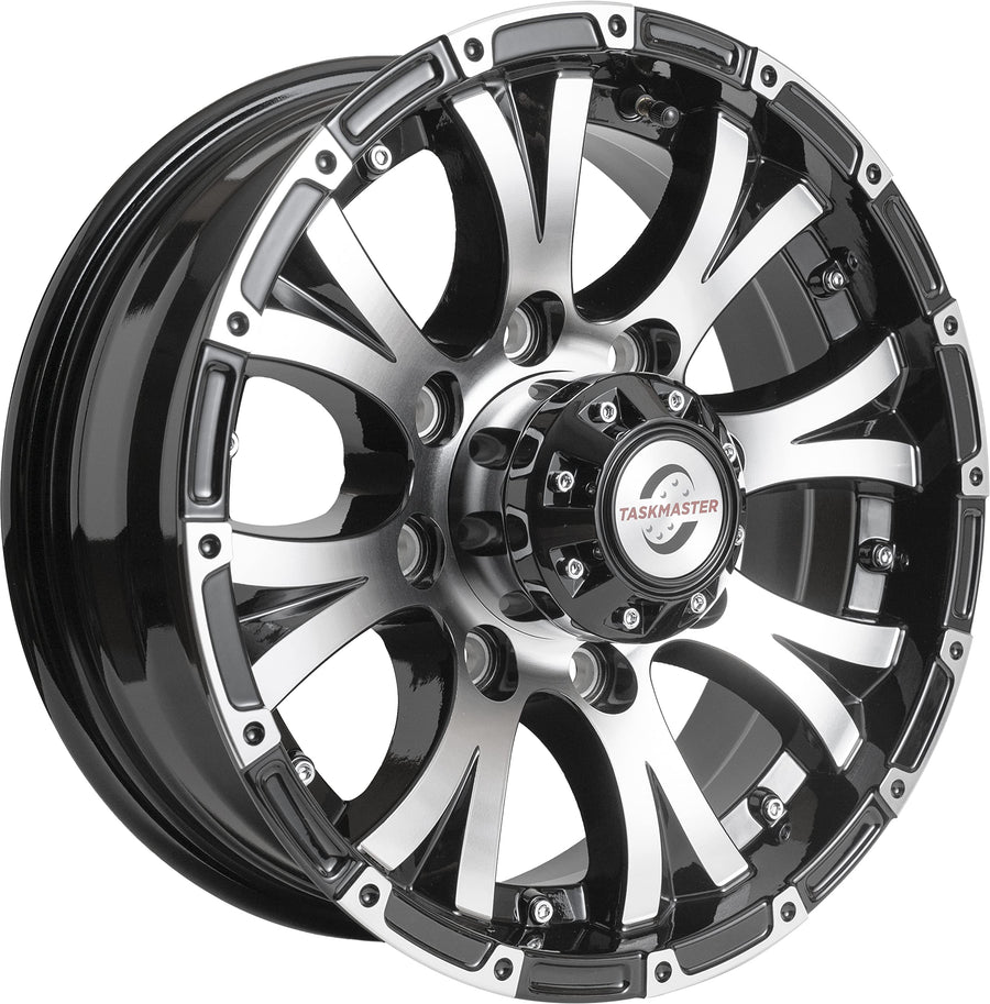 16" x 6" Viking Series 8 On 6.5 Machined Lip and Face Gloss Black Finish Aluminum Wheel with Black Cap Updated sku WA-16060865-BMBB-13736-2